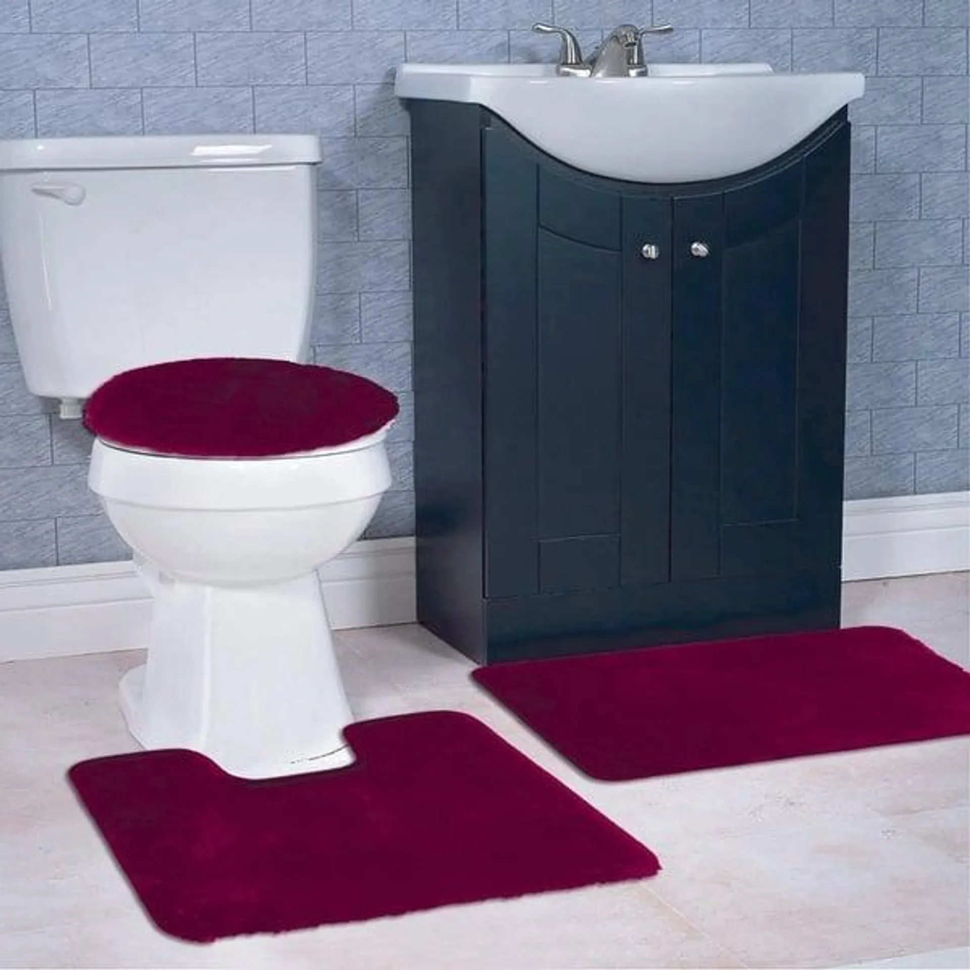 Imperial 3-Piece Plush Non-Slip Bath Rug Set