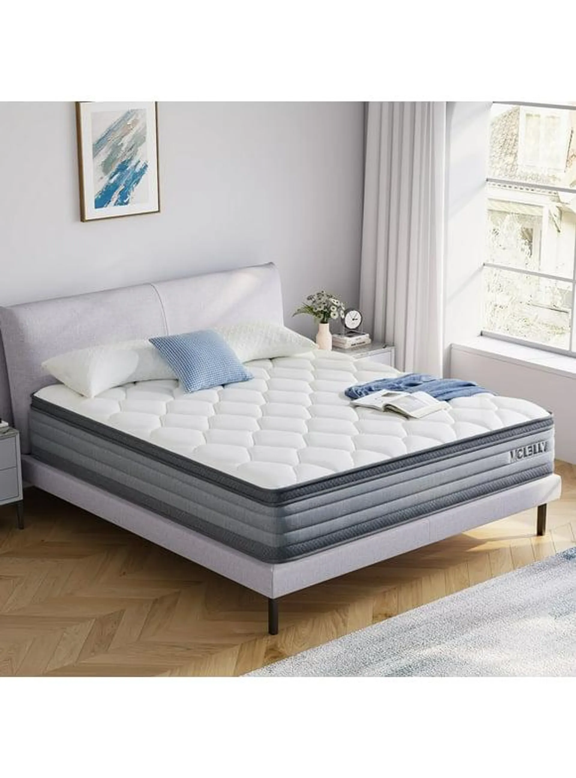 Queen Mattress, Molblly 12" Hybrid Gel Memory Foam Individually Pocket Innerspring Mattress, Queen