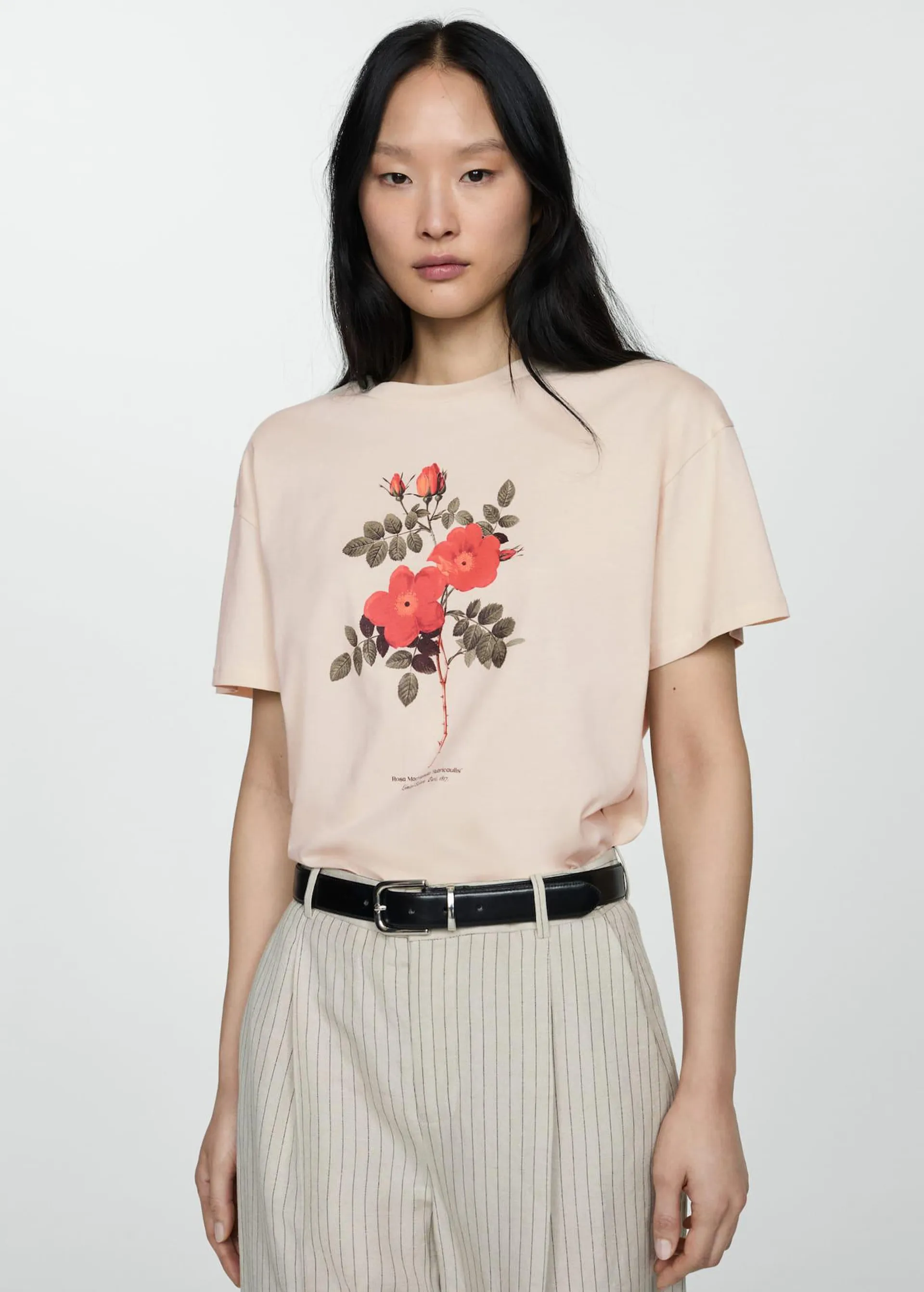 Printed cotton-blend t-shirt