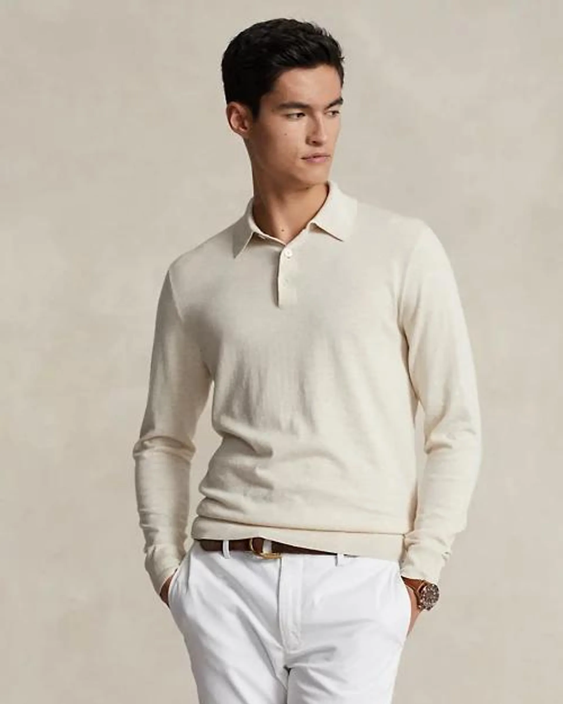 Cotton Polo-Collar Sweater