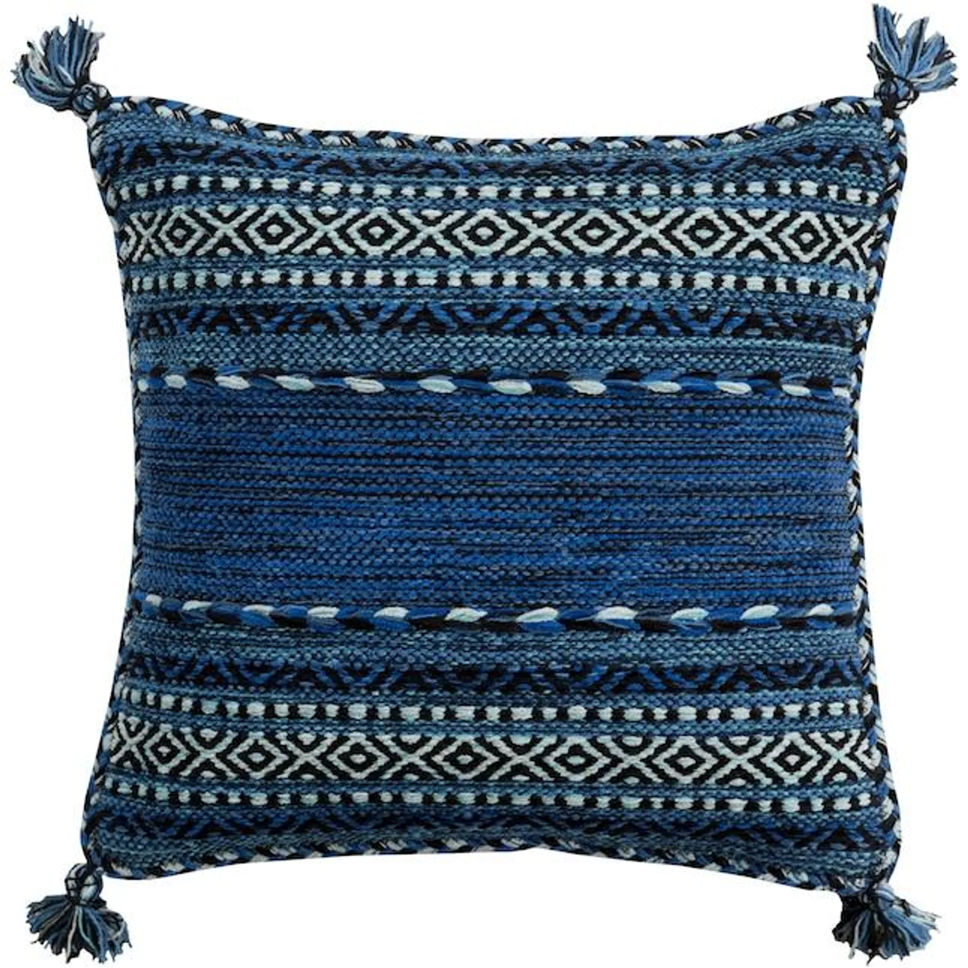 Livabliss Trenza 22-in x 22-in Dark Blue Indoor Decorative Pillow