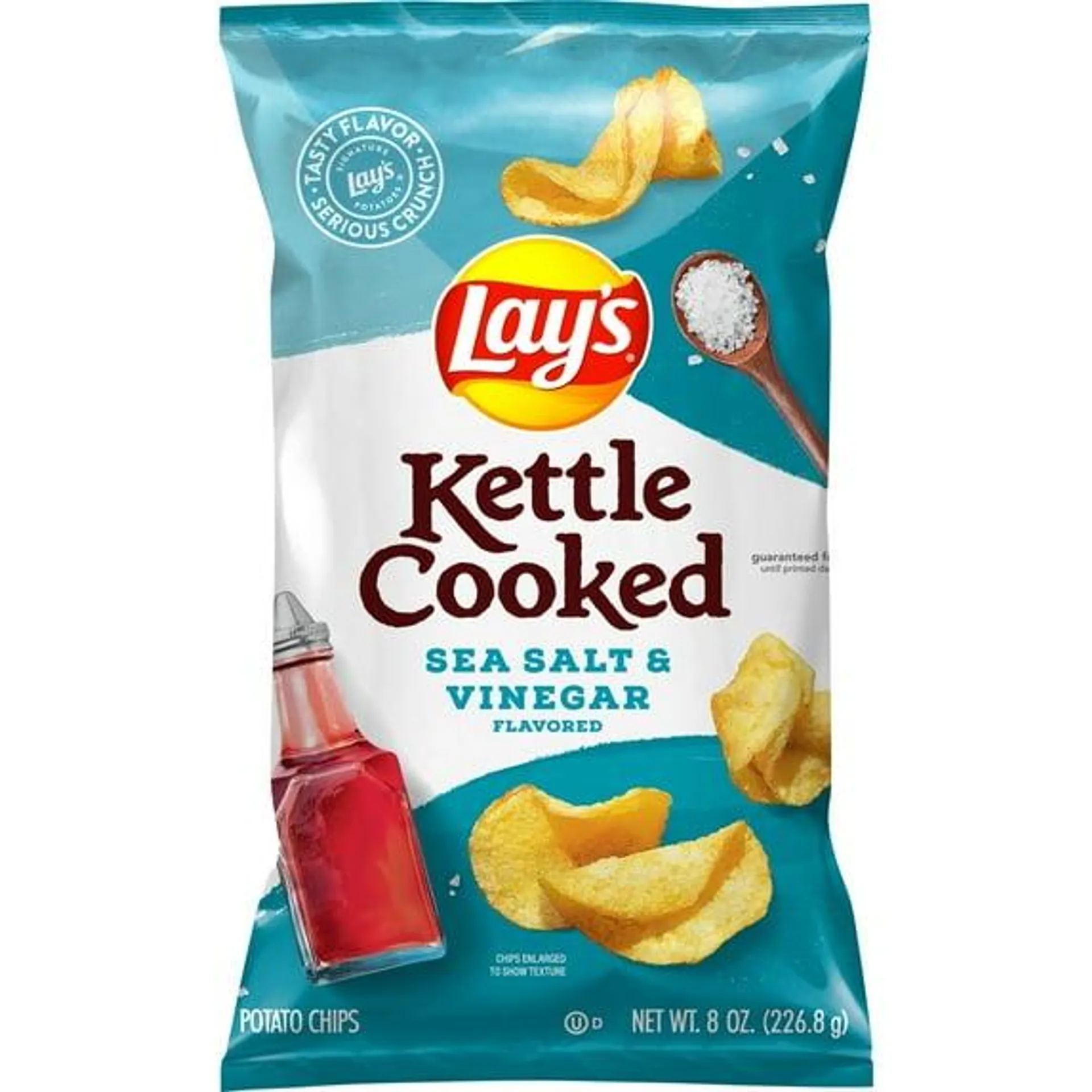 Lay's Kettle Cooked Sea Salt & Vinegar Flavored Potato Chips, 8 oz bag