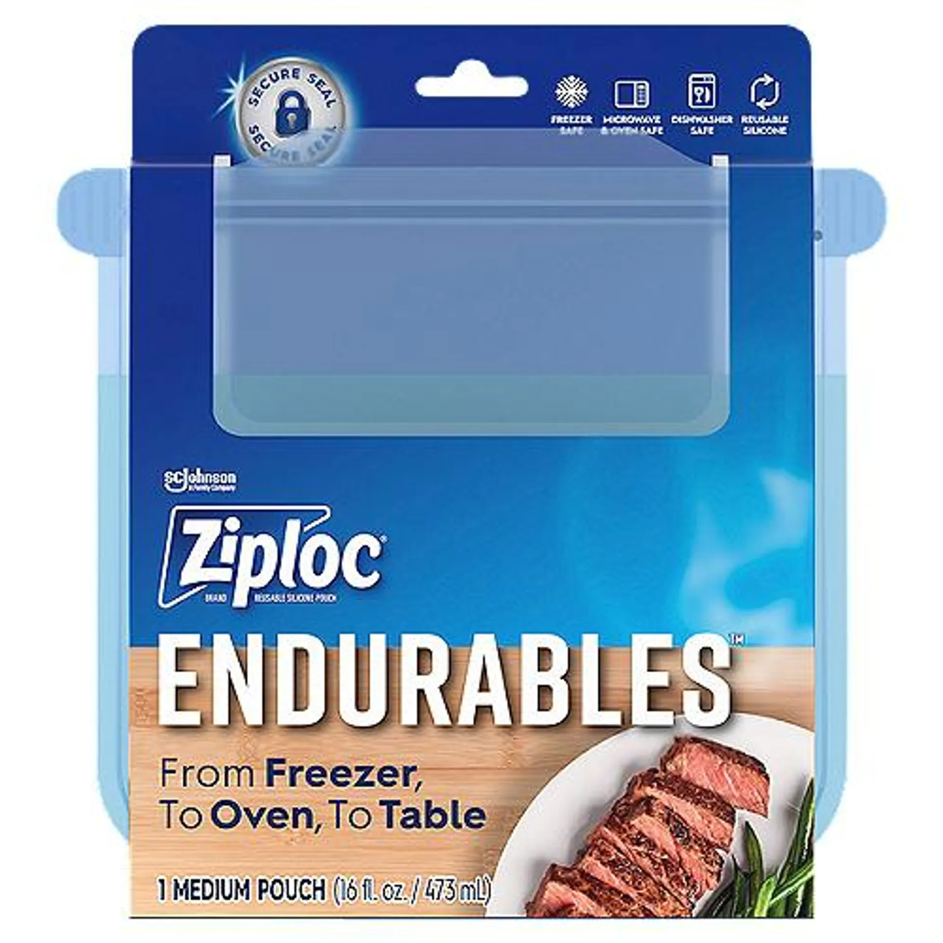 Ziploc® Endurables™ Medium Pouch, 2 cups, 16 fl oz, Reusable Silicone