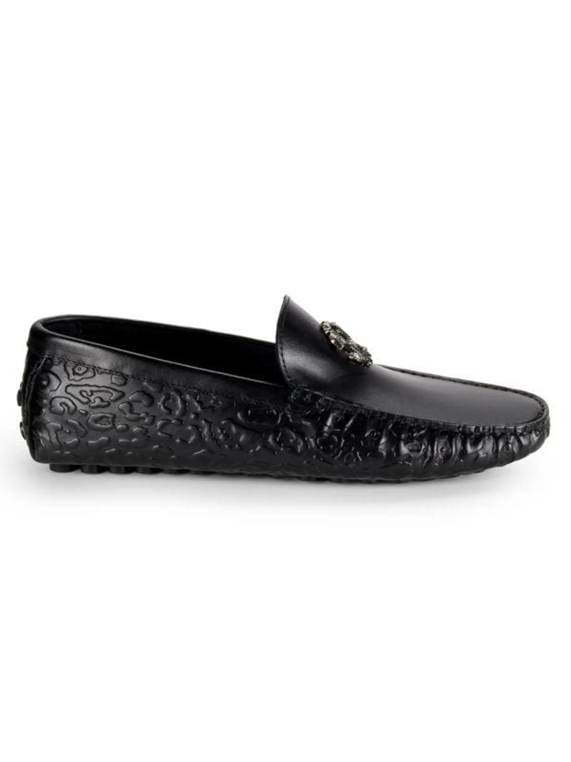 Textured Leather Driving Loafers