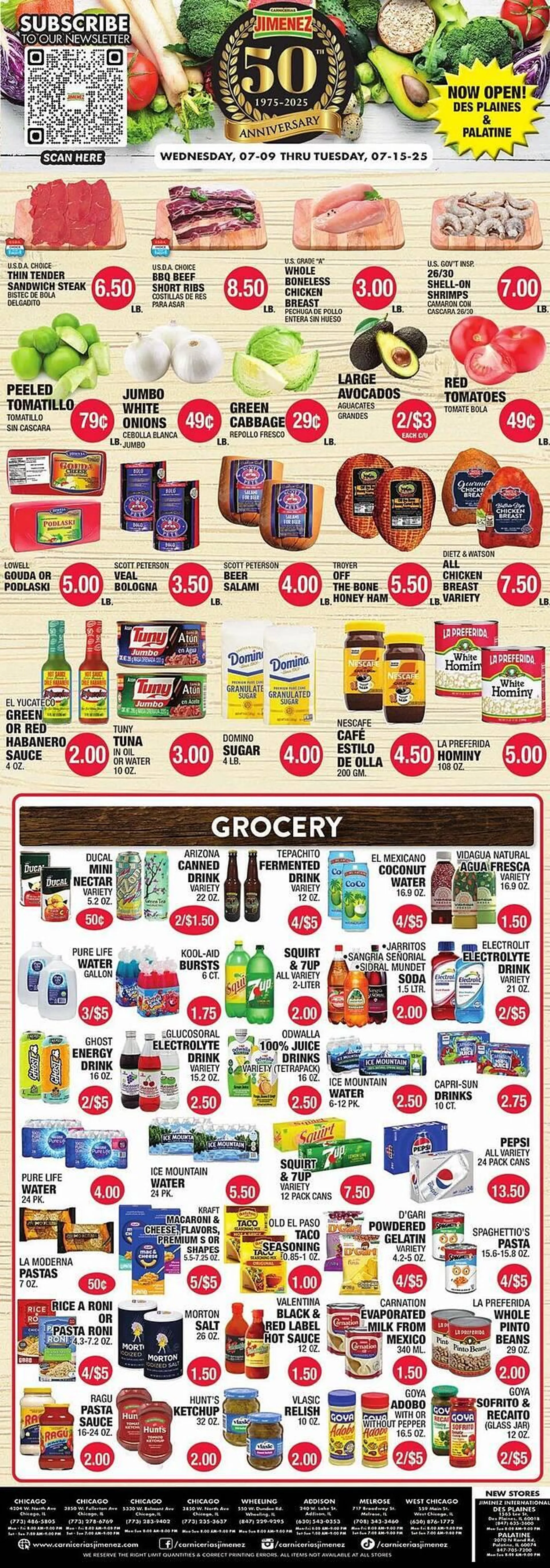 Weekly ad Carnicerias Jimenez Weekly Ad from July 9 to July 15 2025 - Page 1