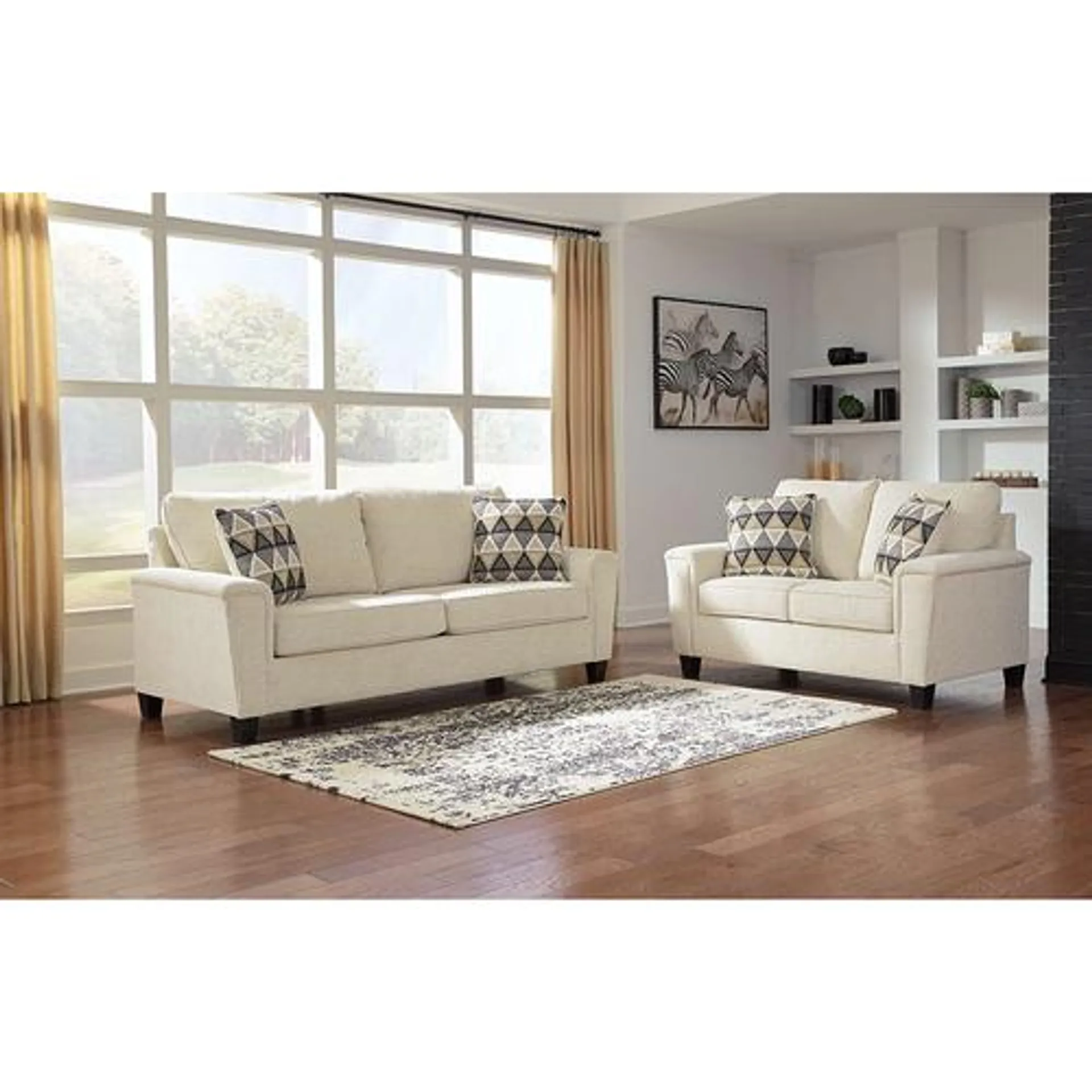 Abinger Taupe Stationary Sofa and Loveseat Set