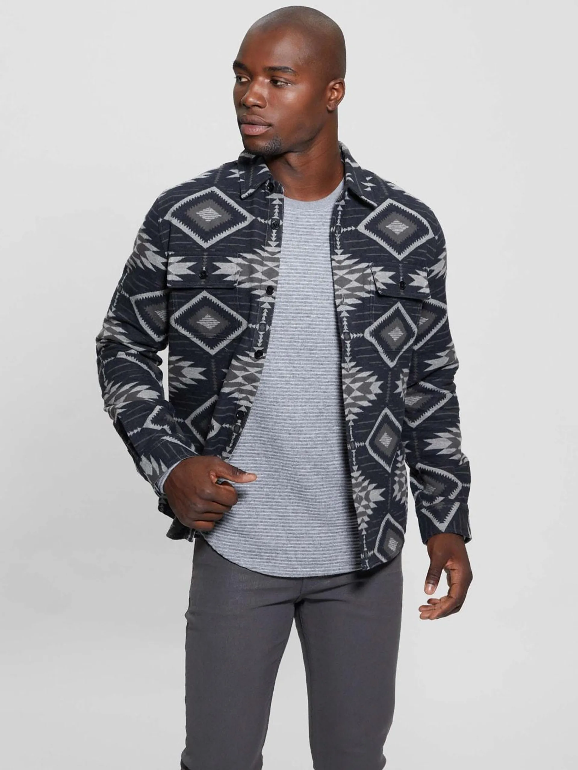 Southwest Motif Jacquard Shirt