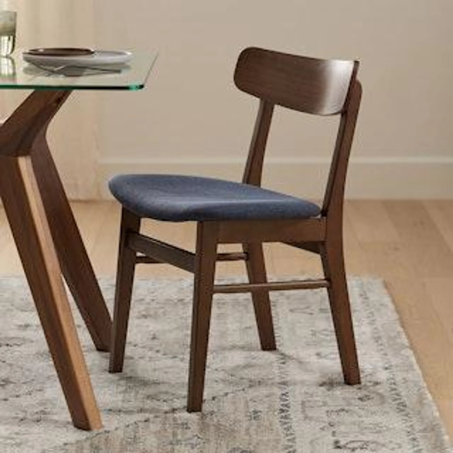 Ecole Dining Chair - Walnut and Seascape Blue