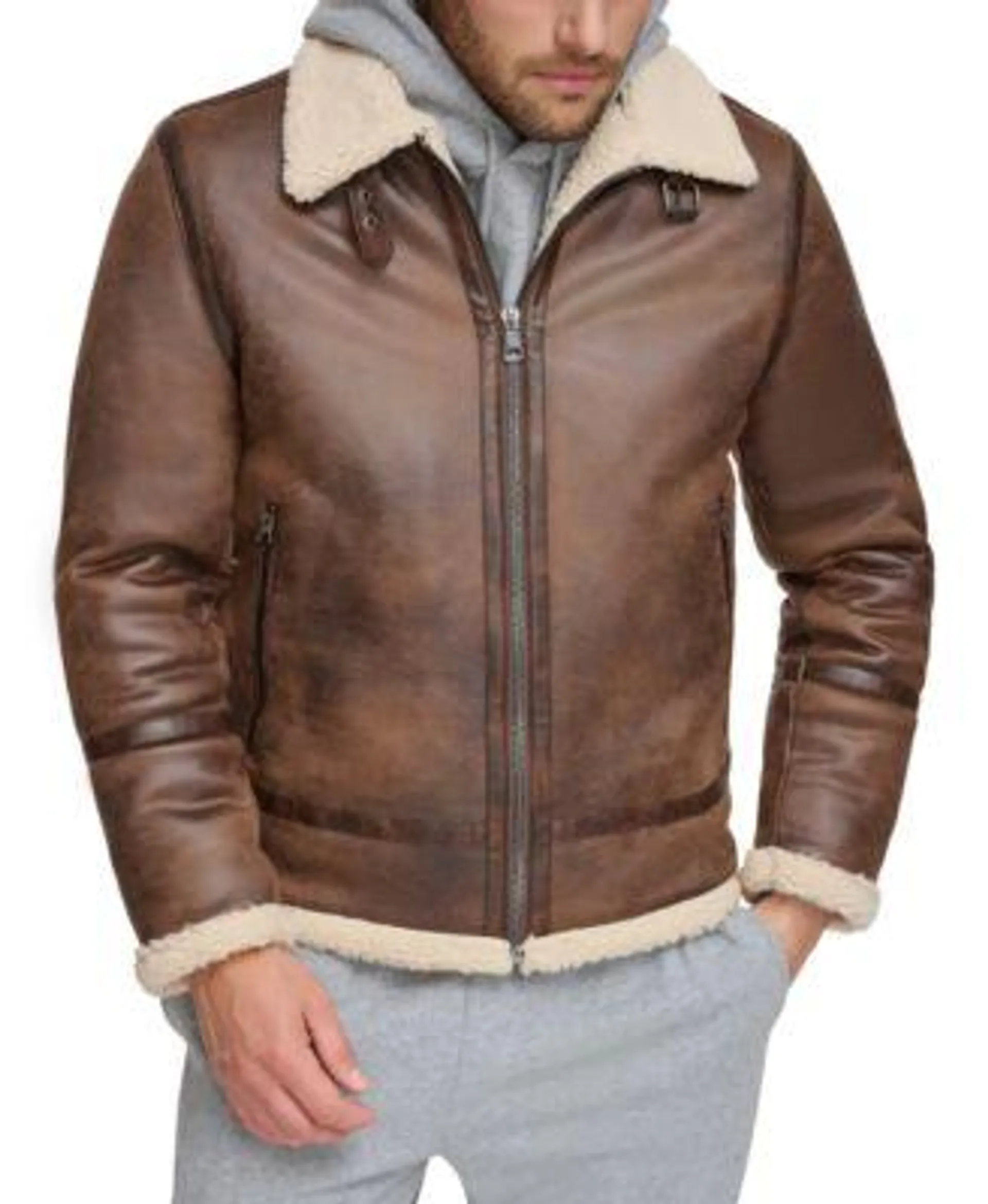 Men's Classic Faux Shearling B-3 Bomber Jacket