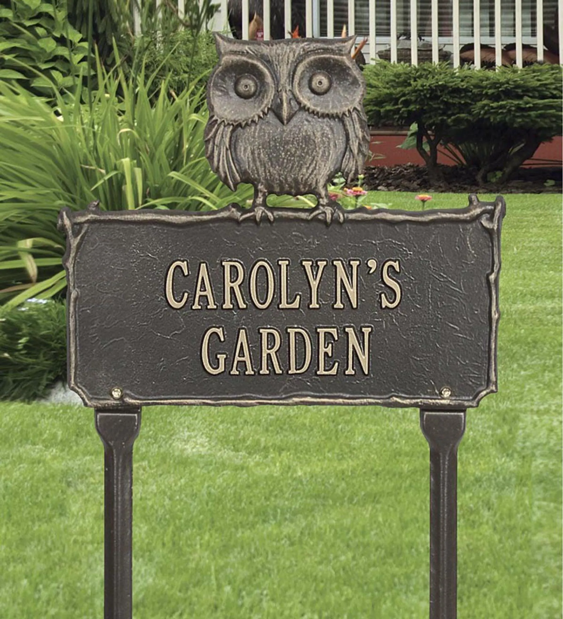 Personalized Cast Aluminum Owl Sign - Bronze