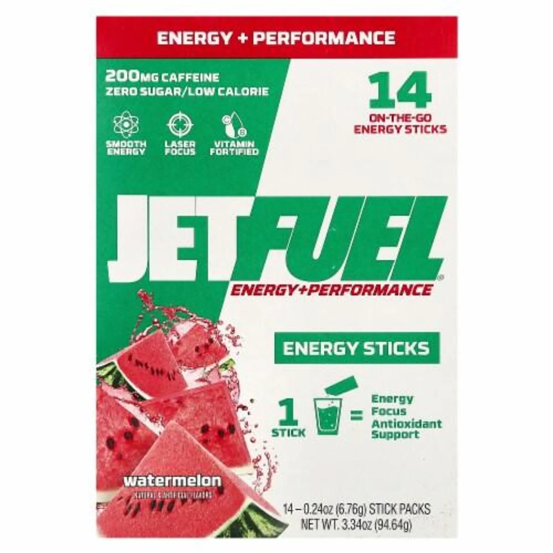 GAT JetFuel® Energy + Performance Energy Sticks Watermelon 14 Stick Packs - 0.24