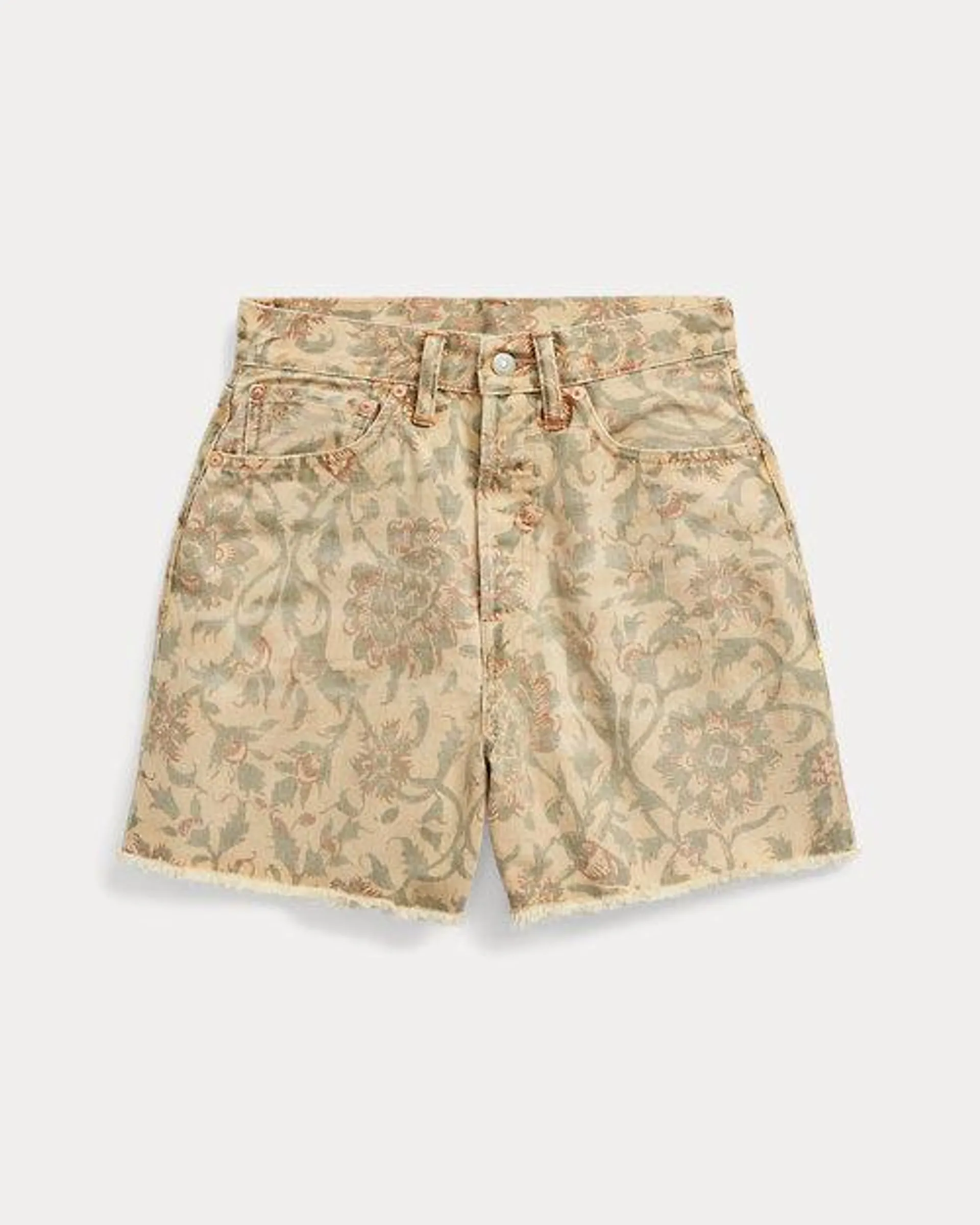 Floral-Print Denim Short