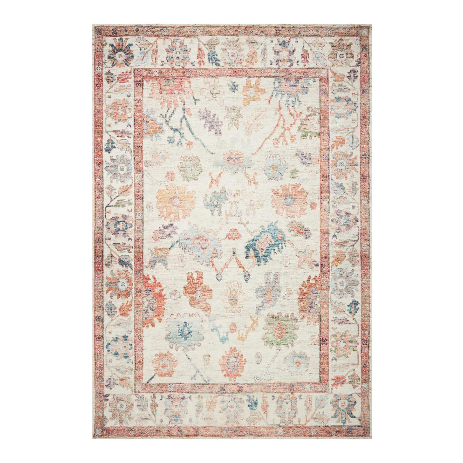 Zoe Multicolor Floral Distressed Persian Style Area Rug