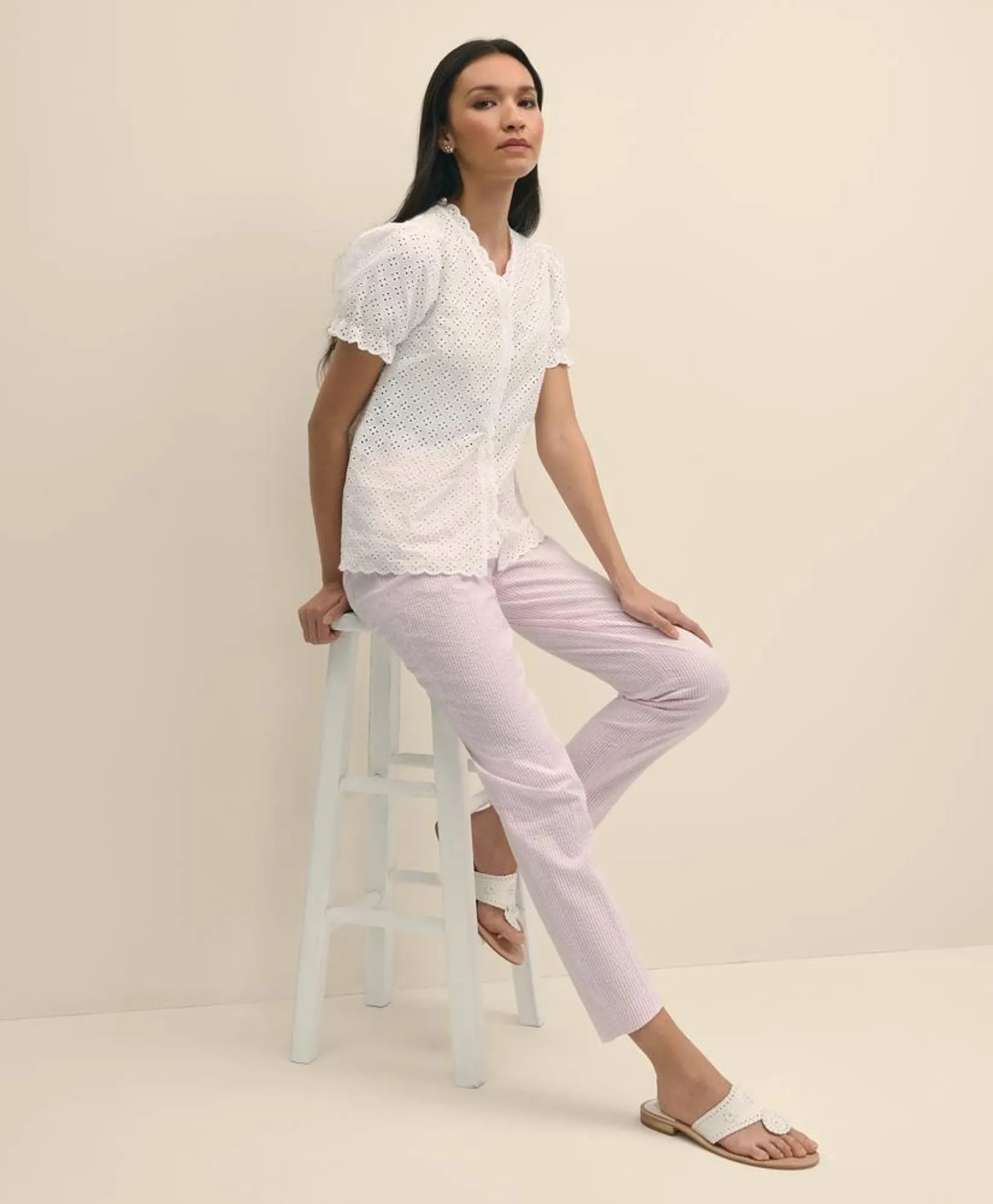 Seersucker Slim Fit Pants