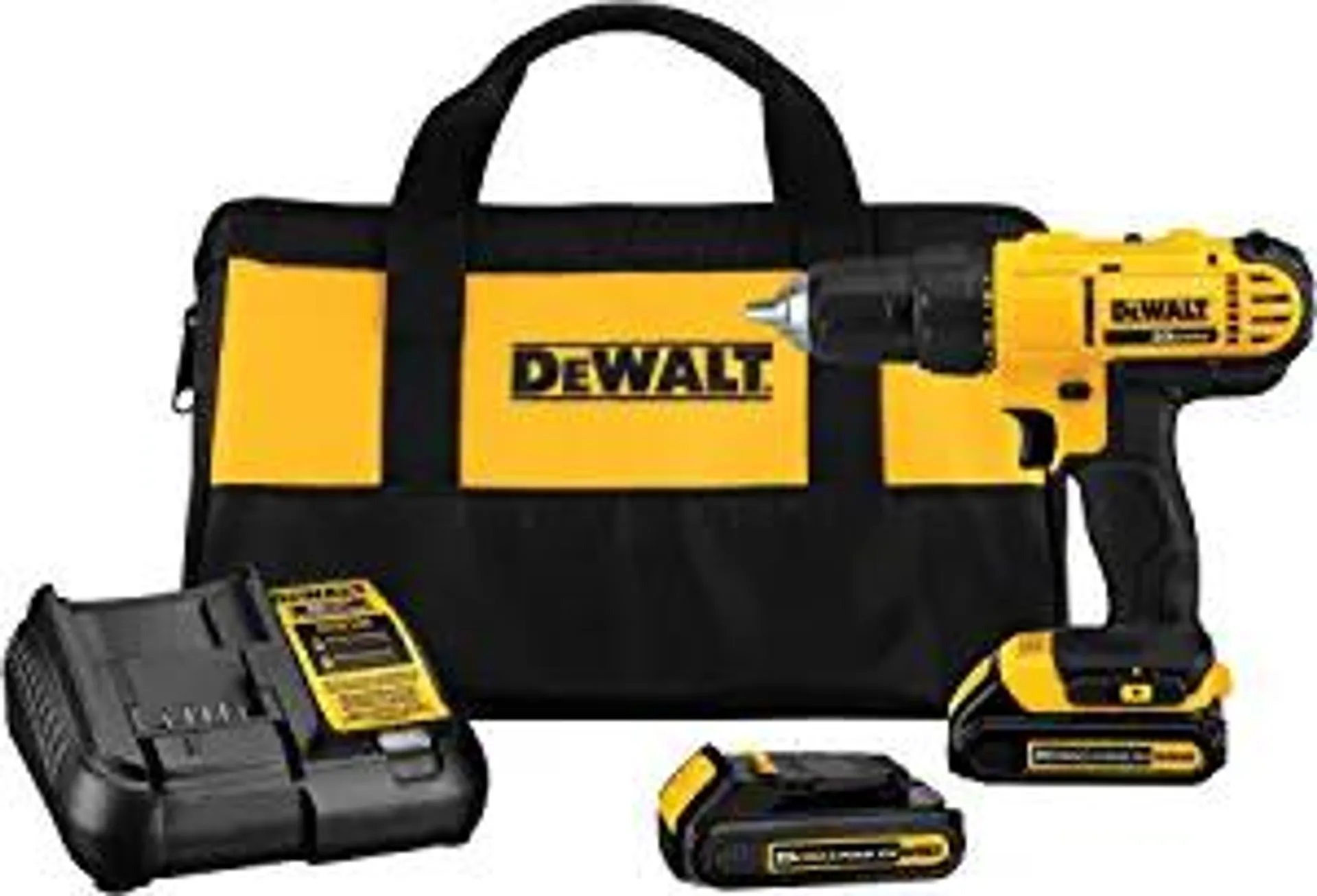 DEWALT 20V Max Cordless Drill / Driver Kit, Compact, 1/2-Inch (DCD771C2), Yellow