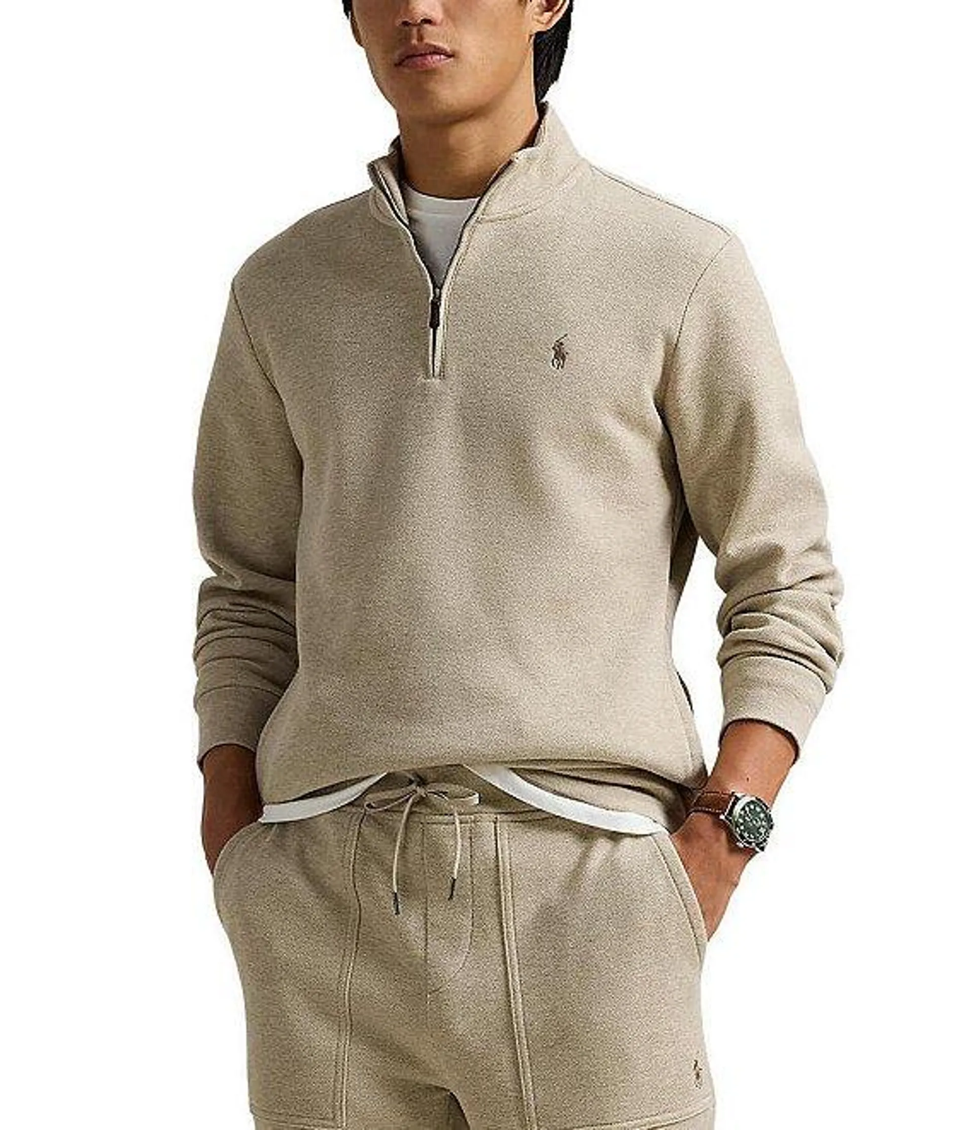 Double Knit Mesh Quarter-Zip Pullover