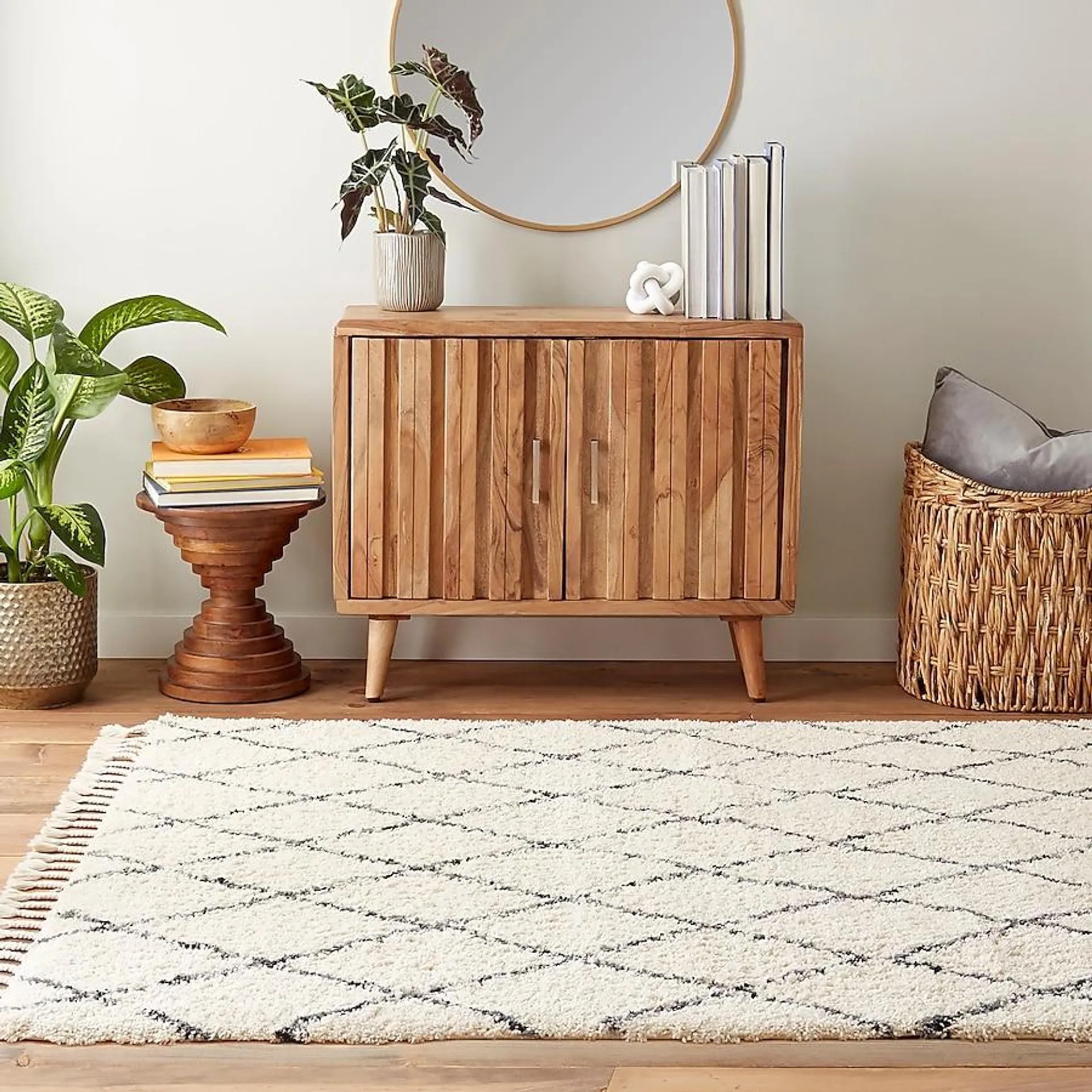 Origin 21 Plush Geo 8 X 10 (ft) Ivory/Charcoal Indoor Geometric Area Rug