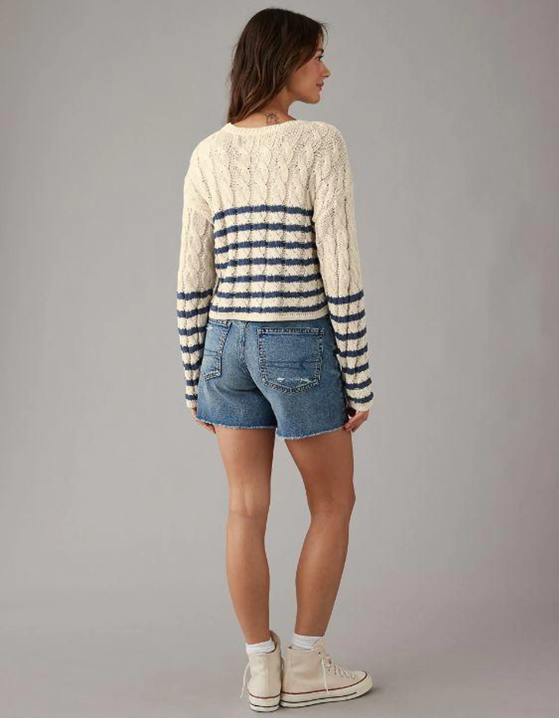 AE Cropped Cable-Knit Sweater