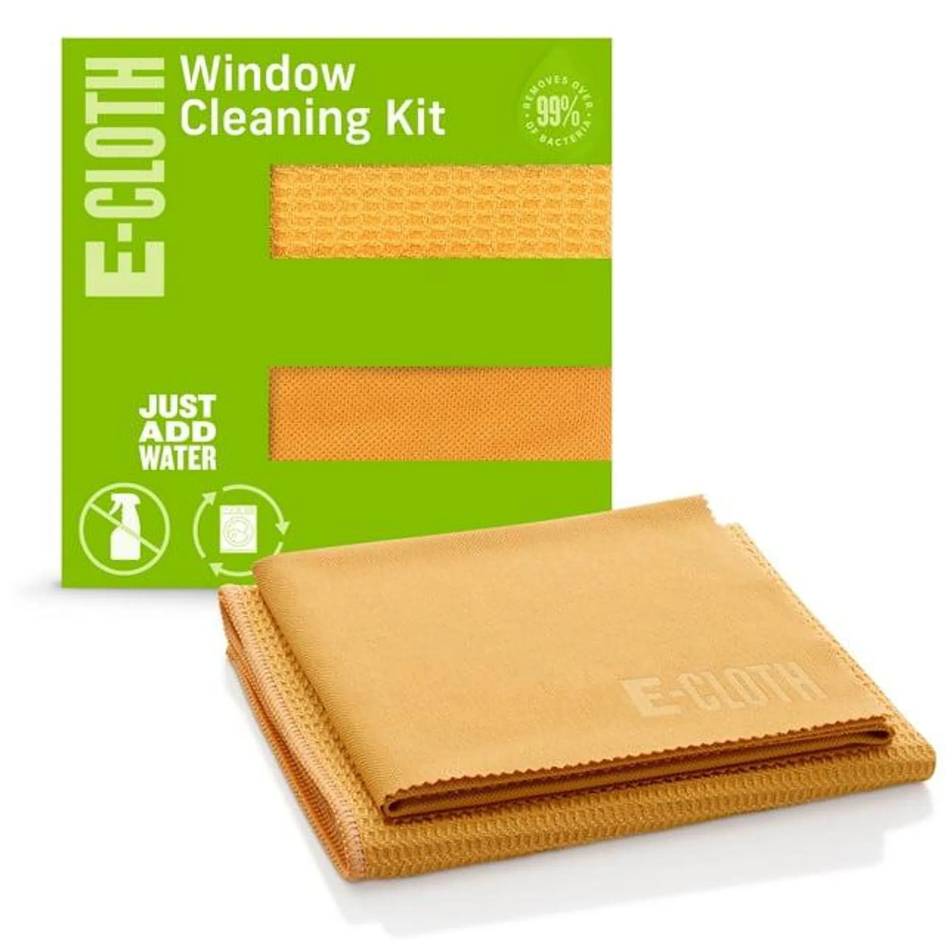 E-Cloth Window Cleaning Kit, Premium Microfiber Glass and Window Cleaner, Great for Shower Glass Doors, Indoor & Outdoor Windows and Car Windshield, Washable and Reusable, 100 Wash Guarantee, Orange