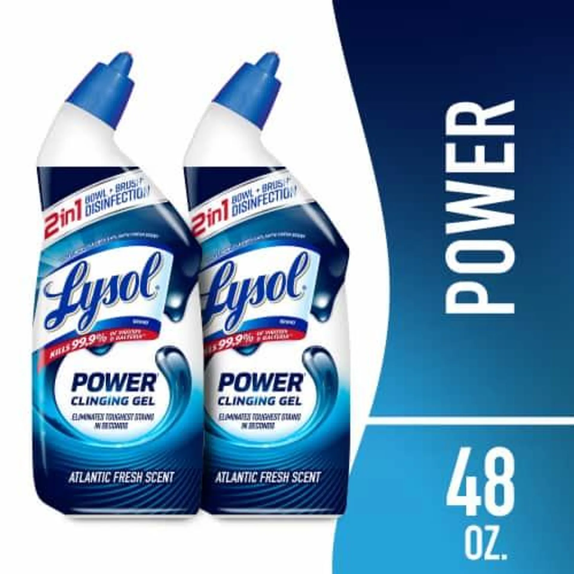 Lysol Power Toilet Bowl Cleaner, Gel Cleaner and Disinfectant, Atlantic Fresh