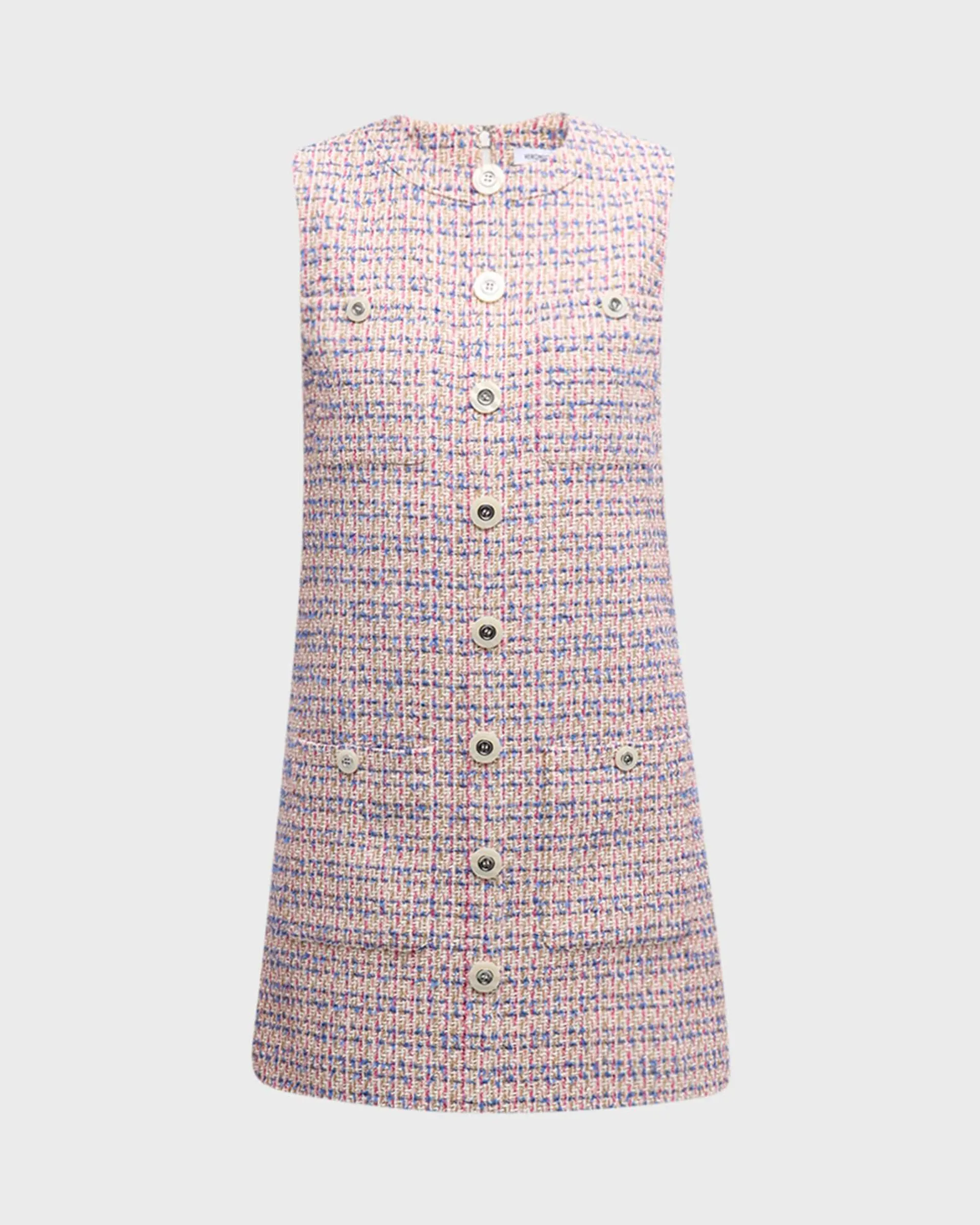 Laurel Tweed Button-Front Mini Shift Dress