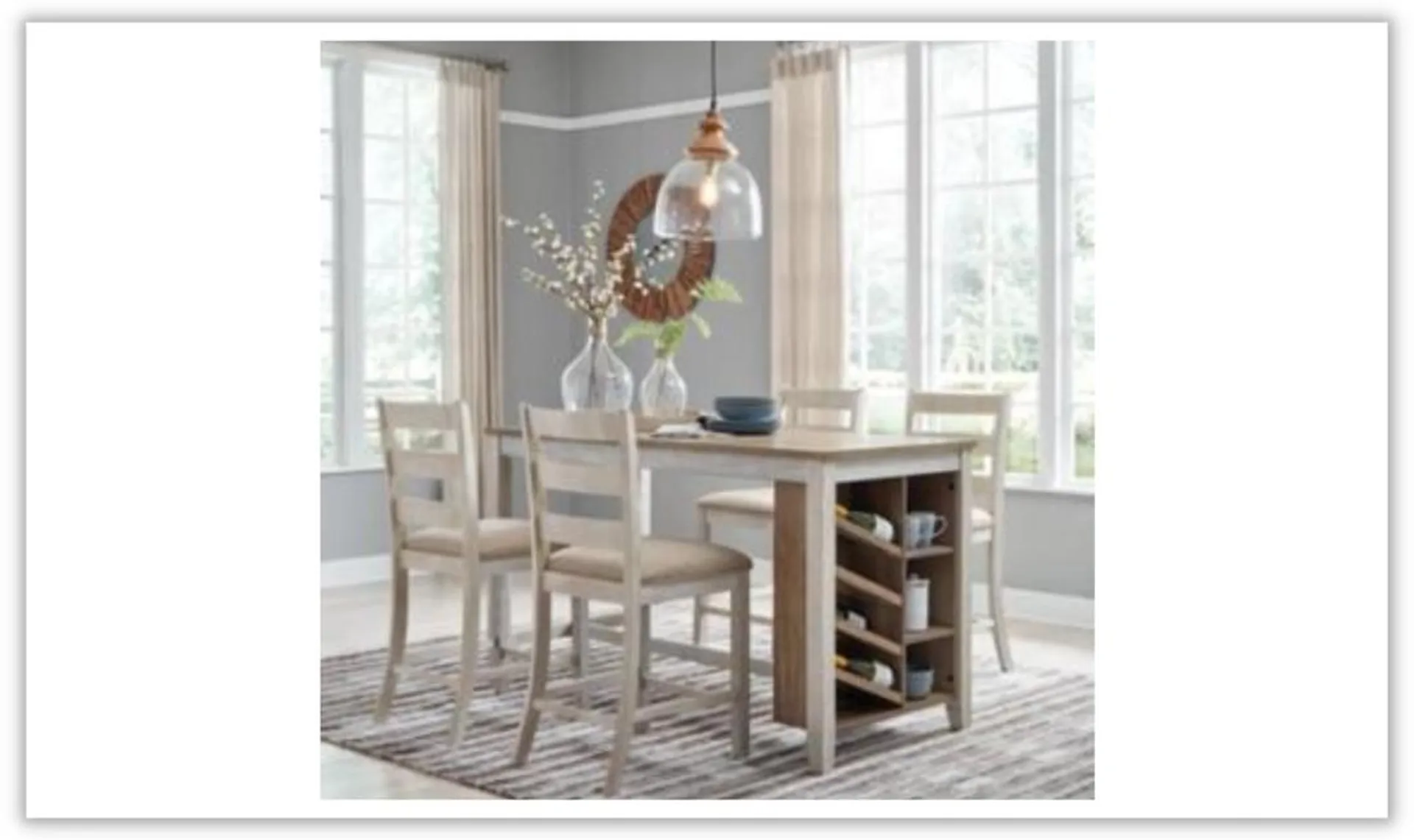 Ashley Skempton 5 Pieces Counter Height Dining Set with Storage