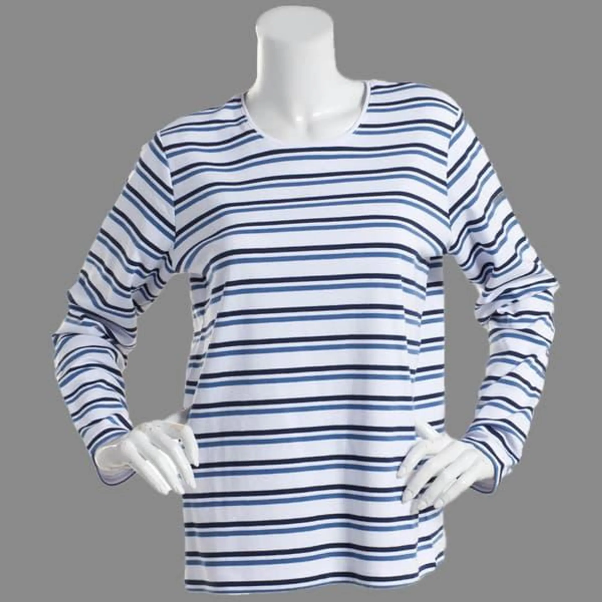 Womens Hasting & Smith Long Sleeve Stripe Crew Tee