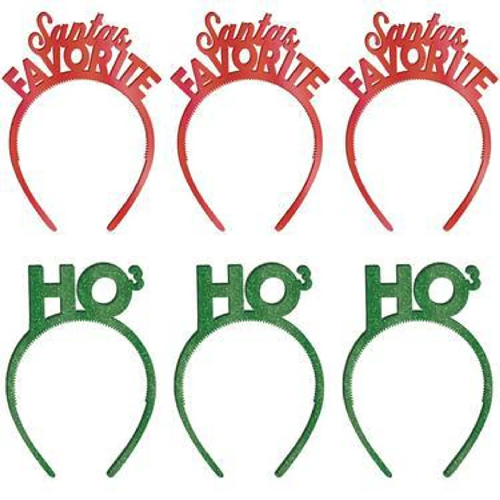 Metallic Red & Green Friendsmas Plastic Headbands, 6pc