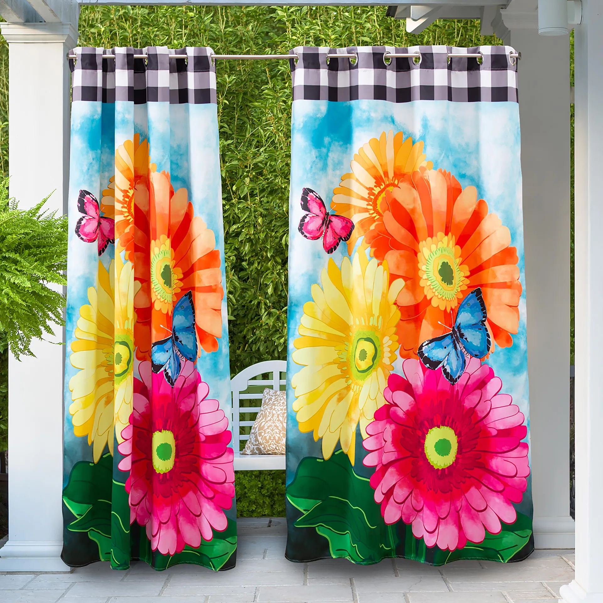 Vibrant Suede Outdoor Curtains, Set of 2