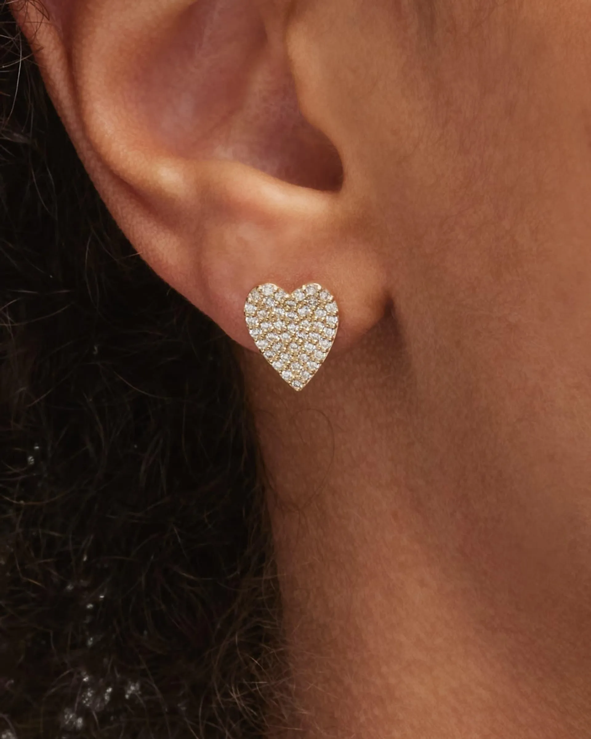 Flawless Small Diamond Heart Stud Earrings