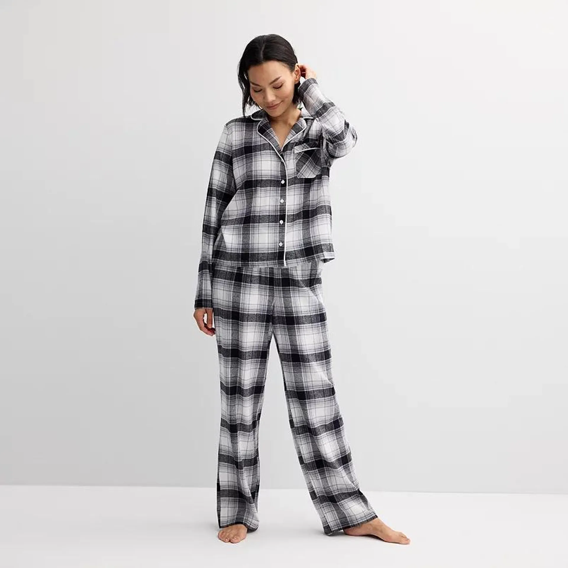 Women's Sonoma Goods For Life® Flannel Notch Pajama Top & Pajama Pants Set