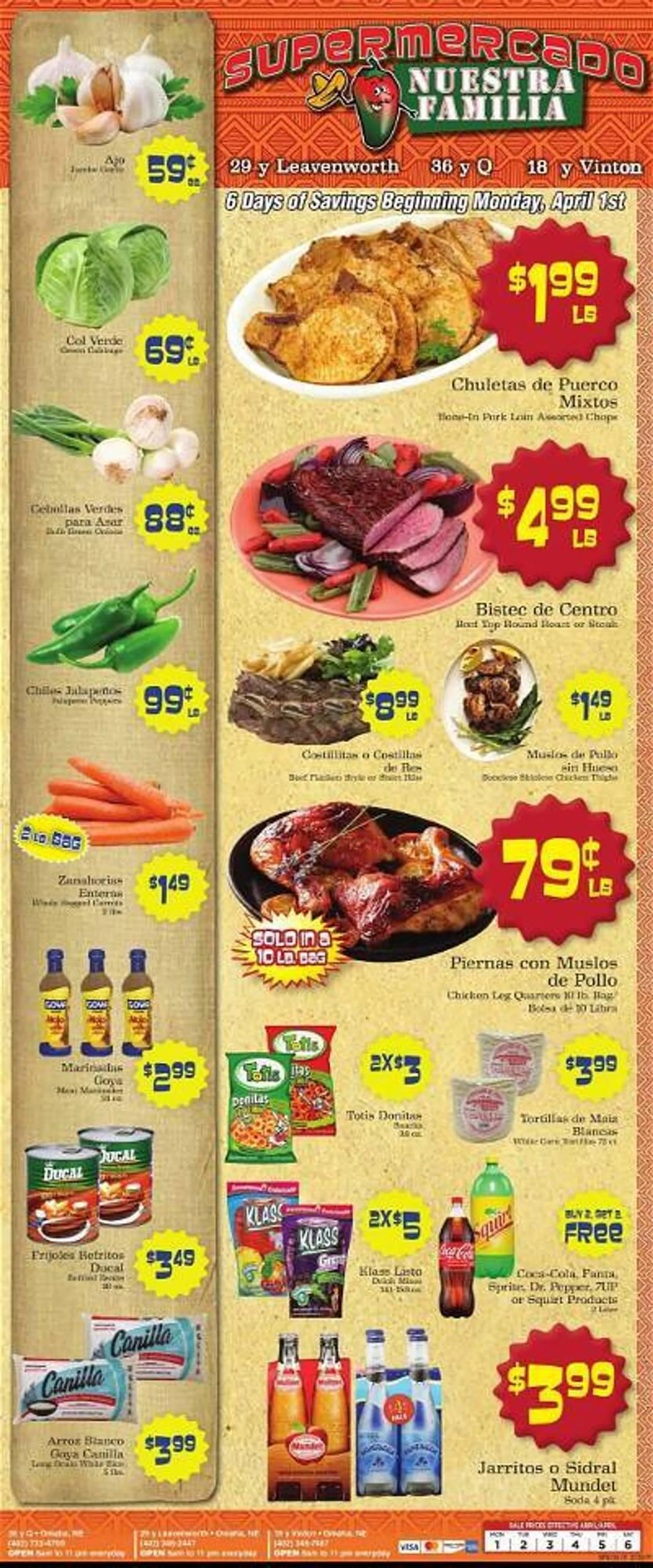 Weekly ad Supermercado Nuestra Familia Weekly Ad from April 1 to April 6 2024 - Page 1