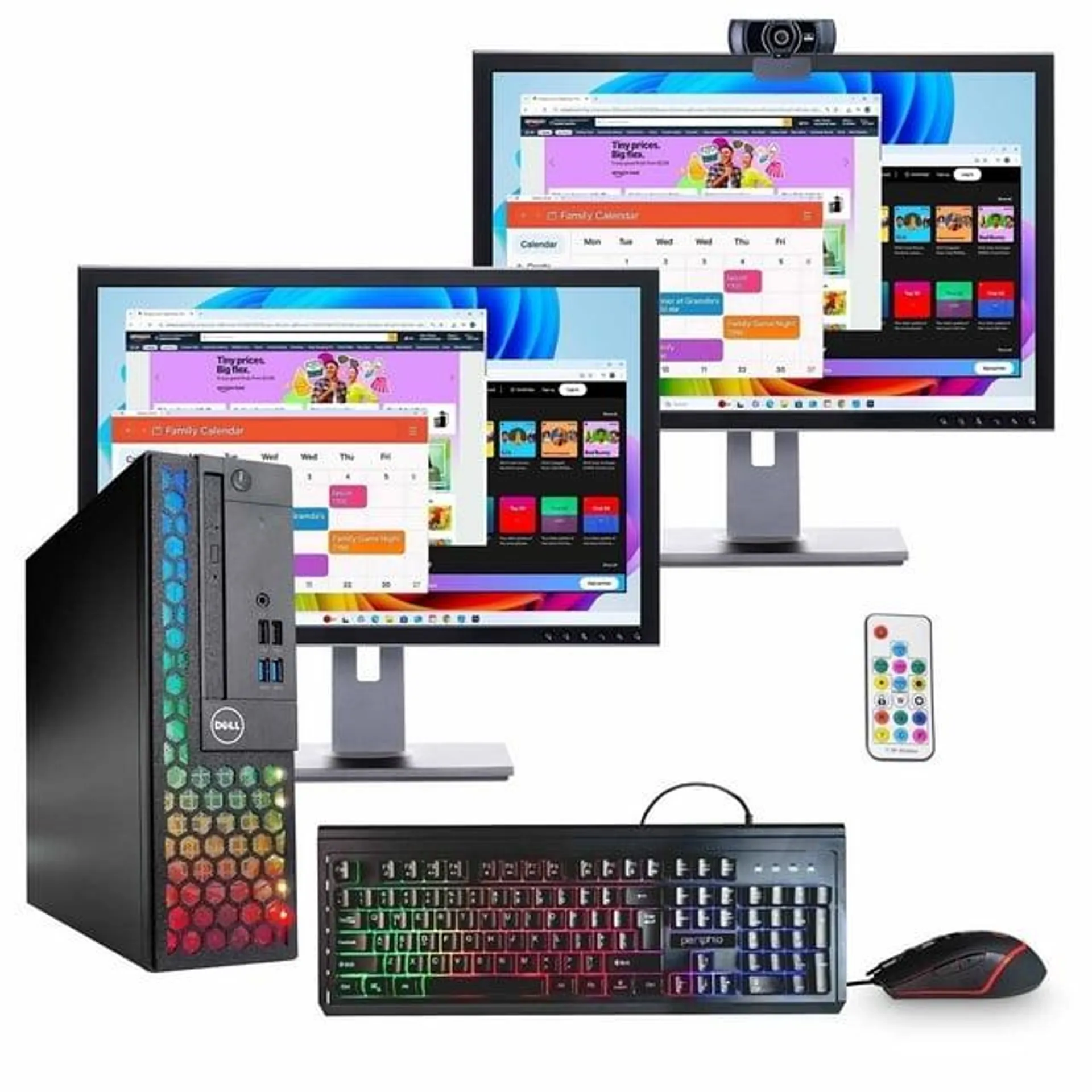 Dell 3060 Desktop Computer | Intel i5 Quad Core Gen 8 | 16GB RAM | 500GB SSD | DVD-ROM | Dual 22" LCDs