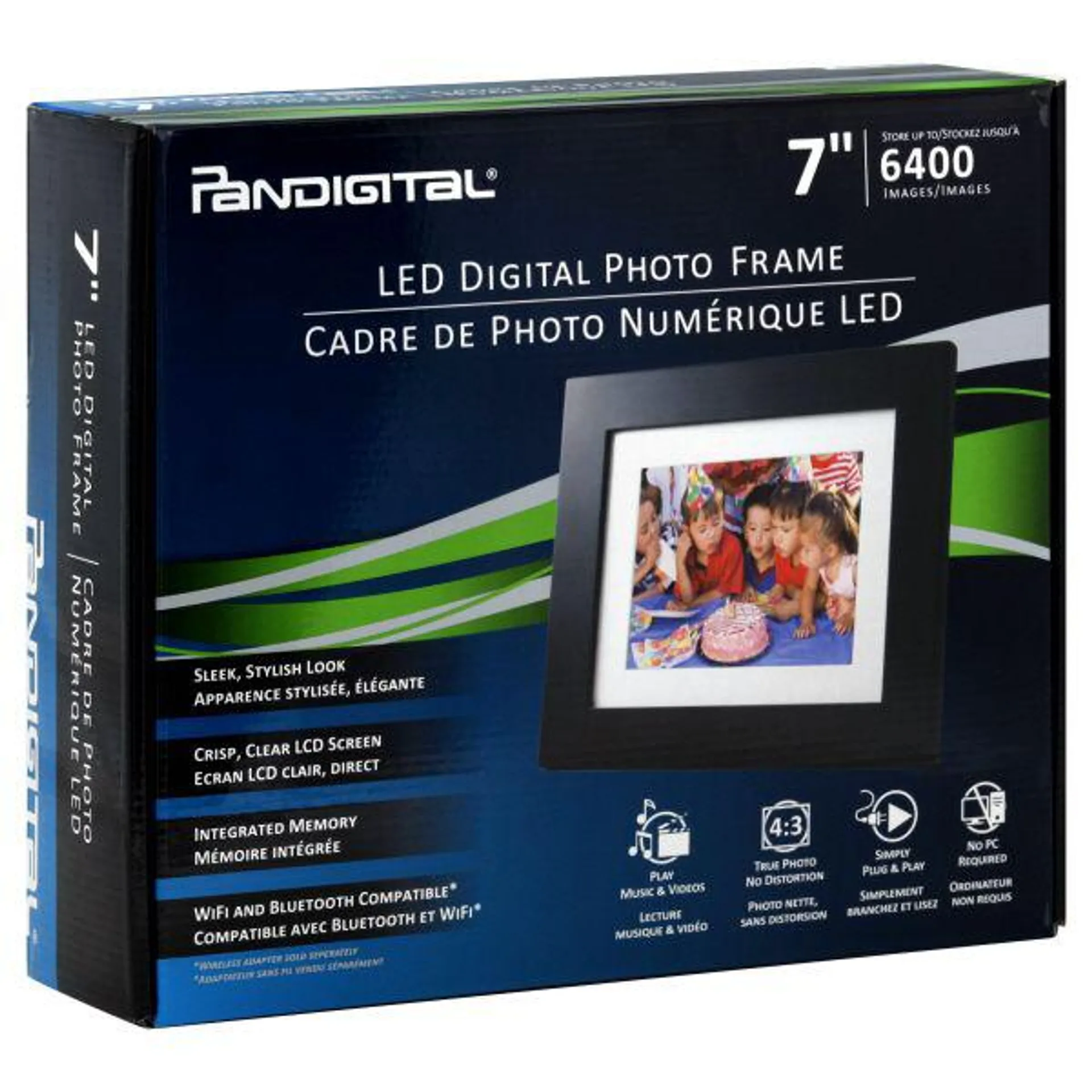 Pandigital PAN7000DW Digital Photo Frame, LED, 7 Inches, 1 frame