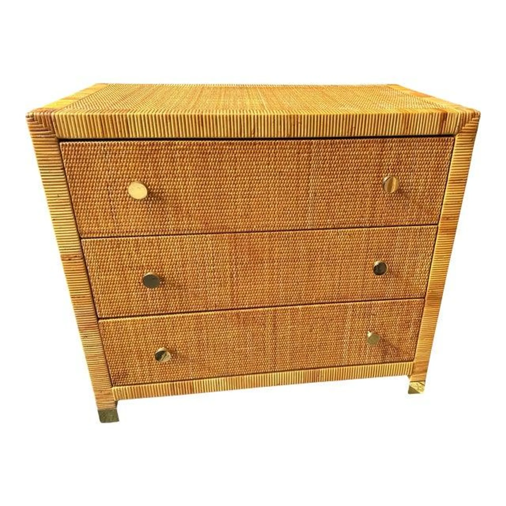 Bielecky Brothers Caned Rattan Three Drawer Dresser