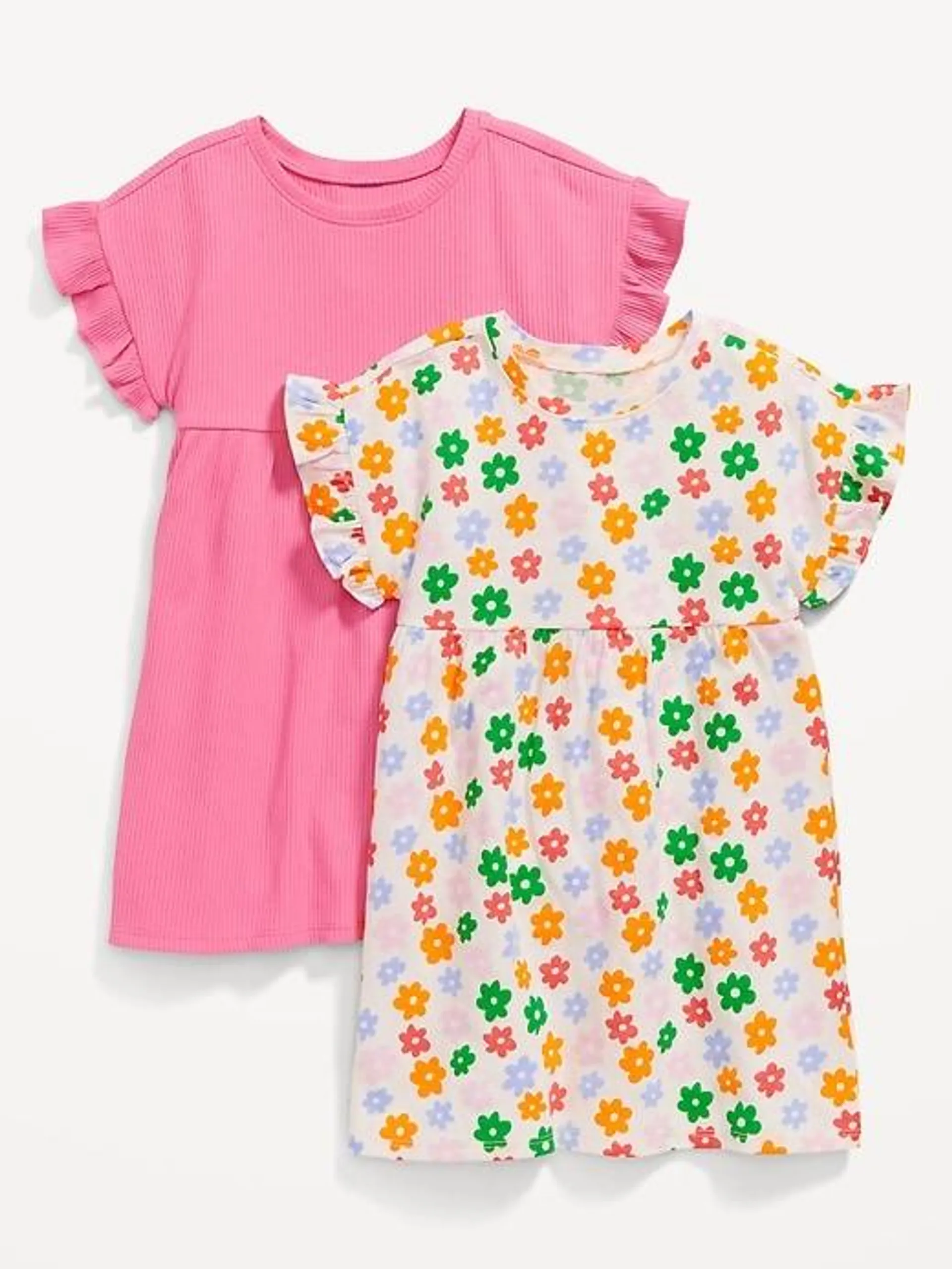 Flutter-Sleeve Dress 2-Pack for Toddler Girls