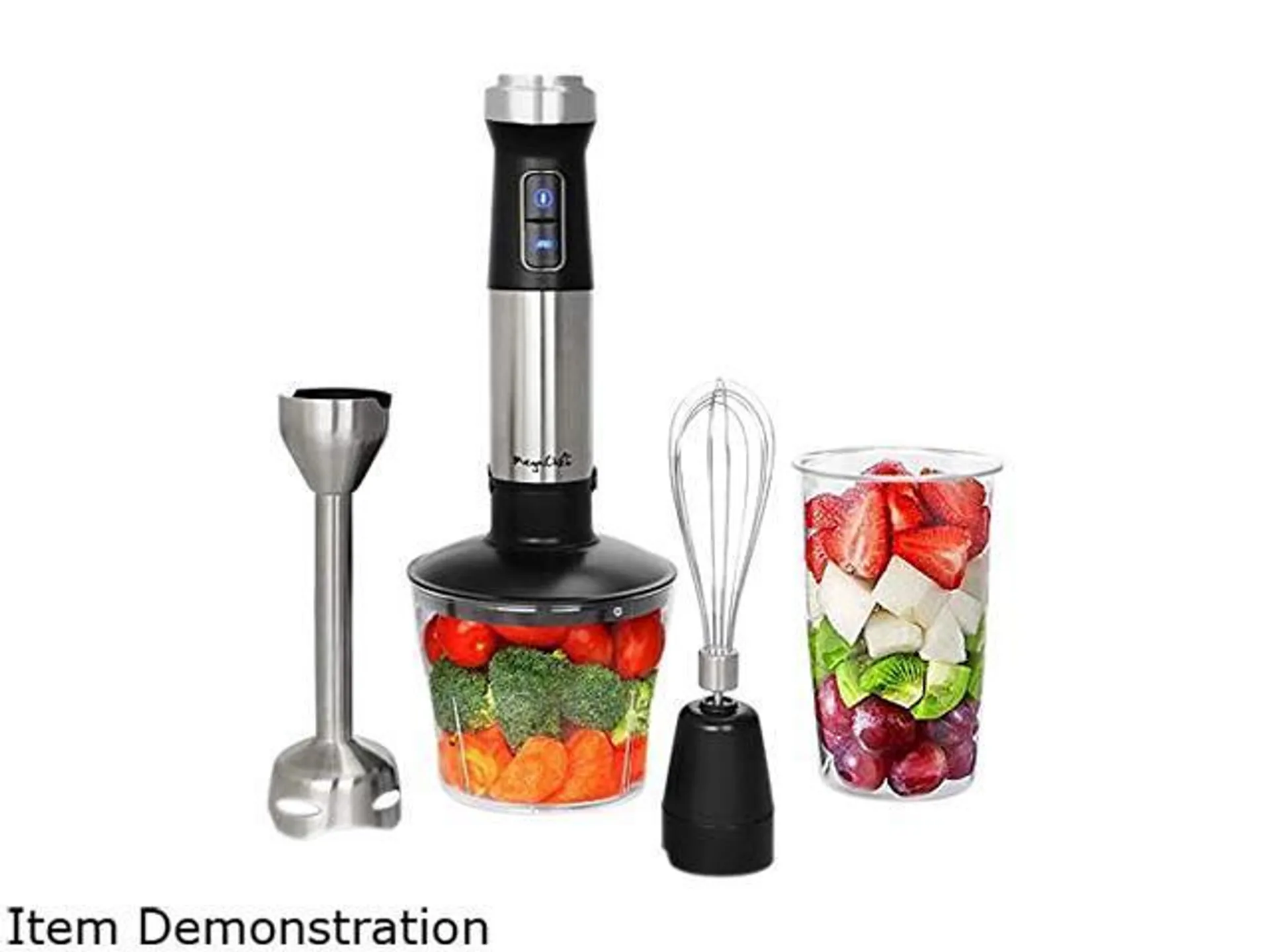 MegaChef MC-158C 4 in 1 Multipurpose Immersion Hand Blender With Speed Control and Accessories