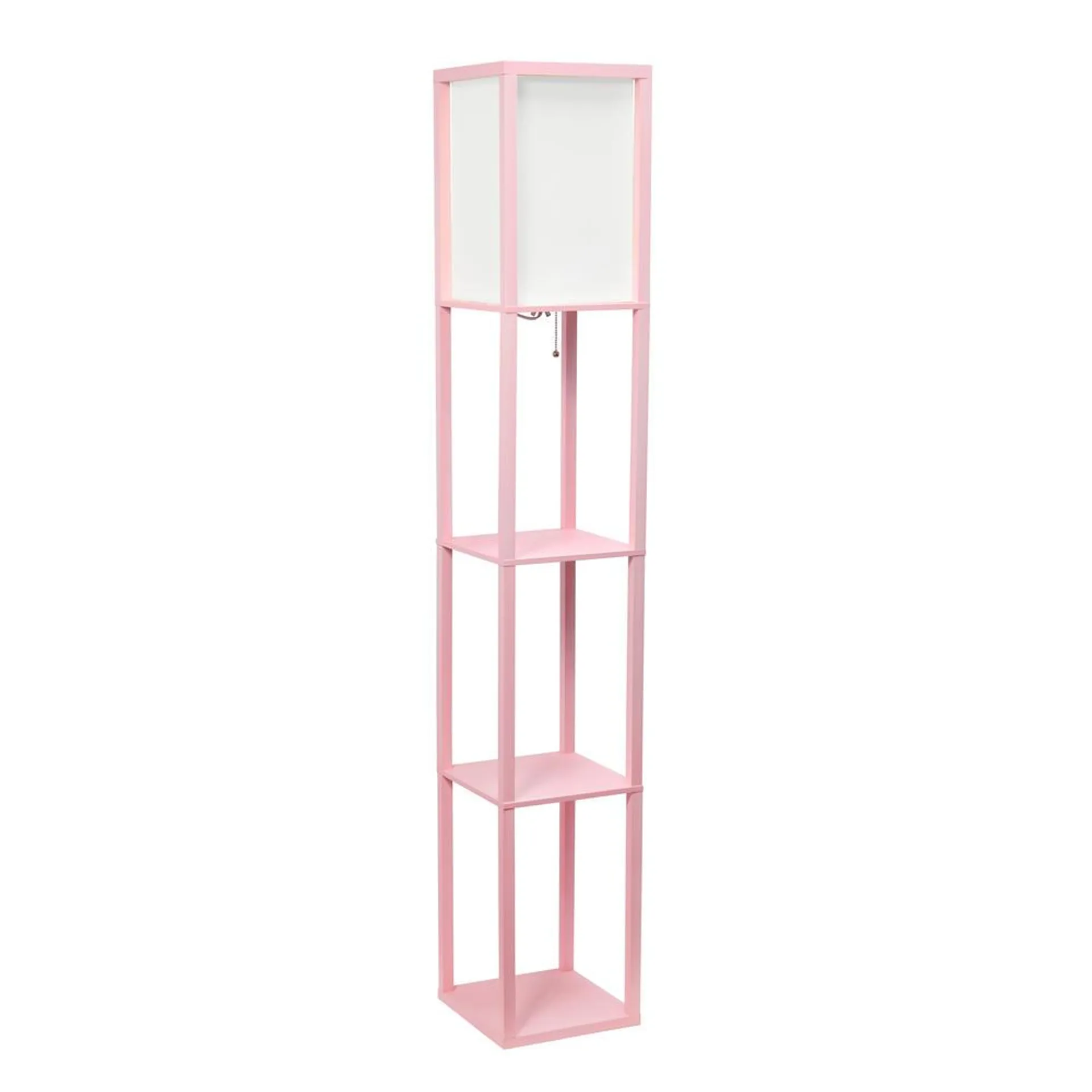 Lalia Home Column Shelf Floor Lamp with Linen Shade, Light Pink