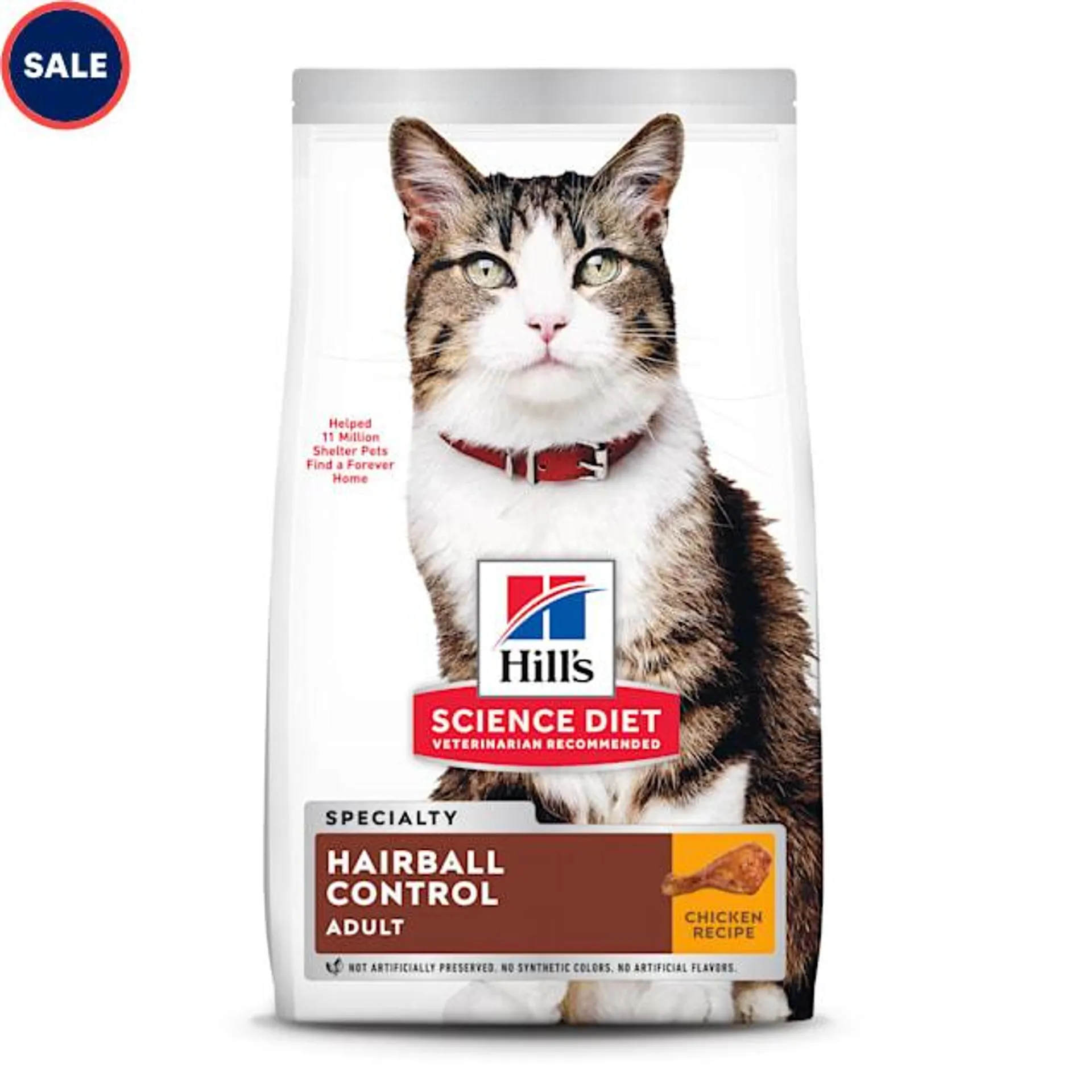 Hill's Science Diet Adult Hairball Control Chicken Recipe Dry Cat Food, 15.5 lbs.