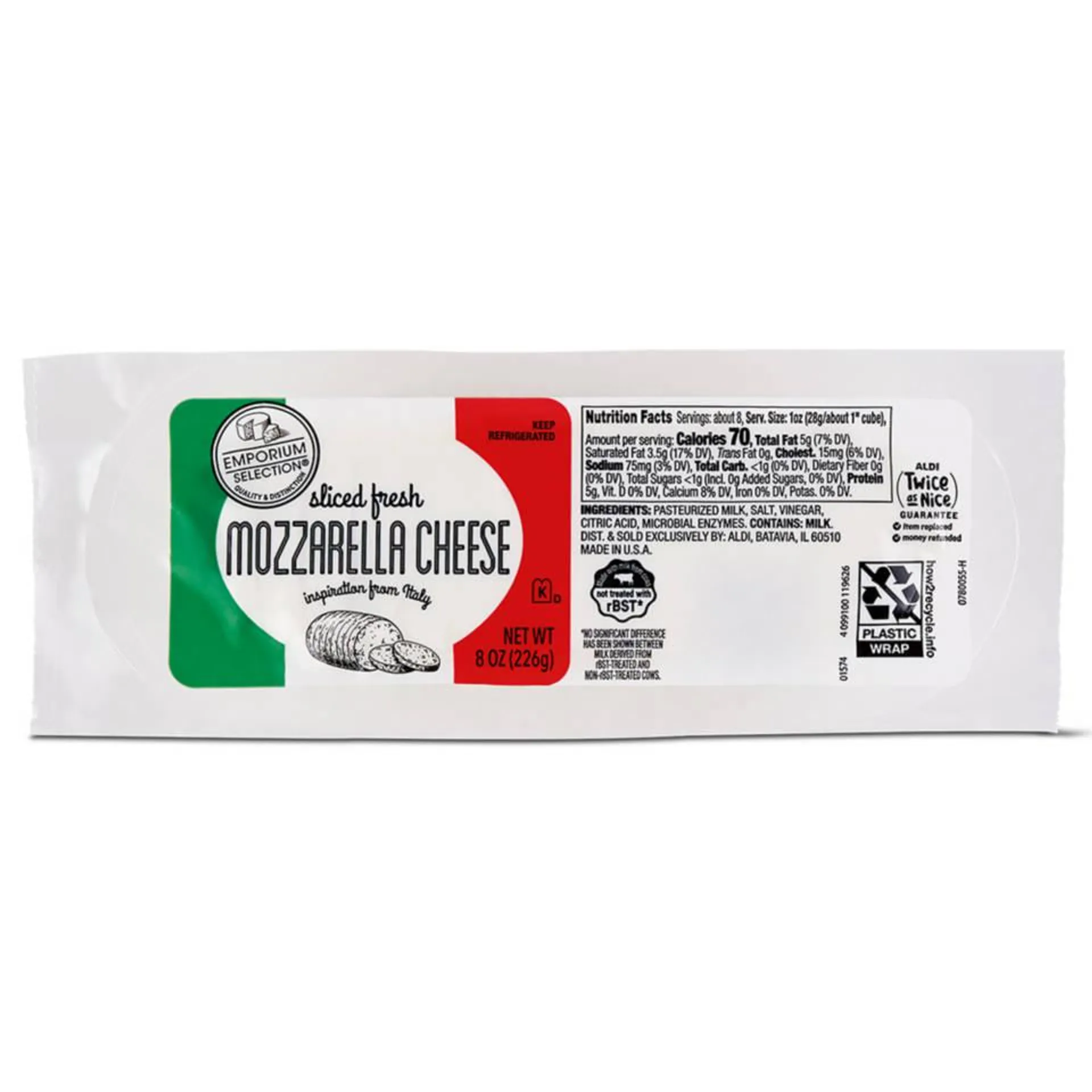 Fresh Mozzarella Pre-Sliced Log, 8 oz