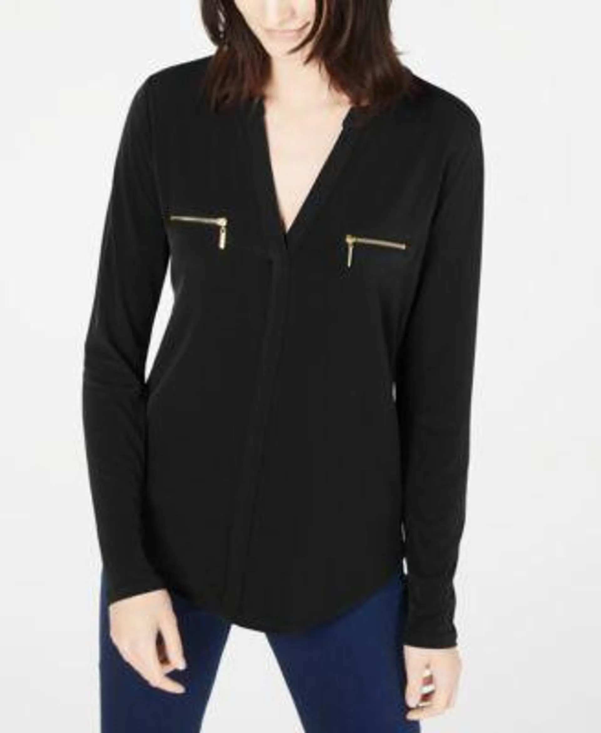 Women's Zip-Pocket Blouse, Created for Macy's