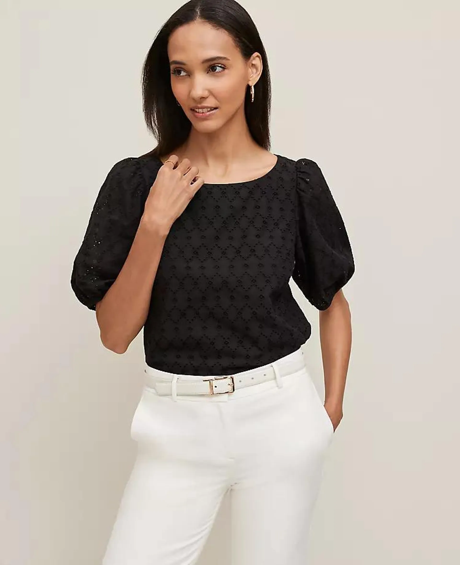 Eyelet Boatneck Popover