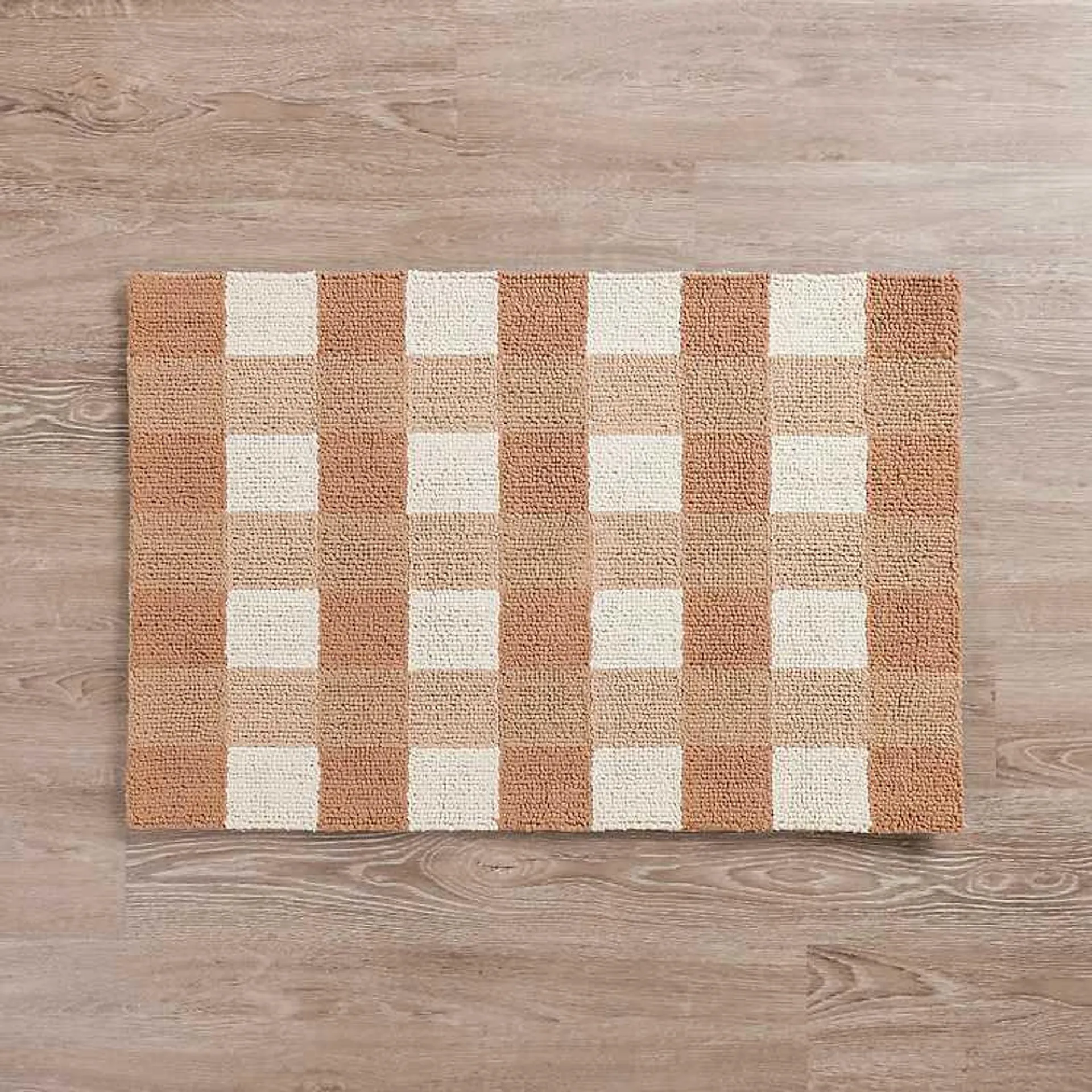 Chocolate Plaid Hooked Accent Rug