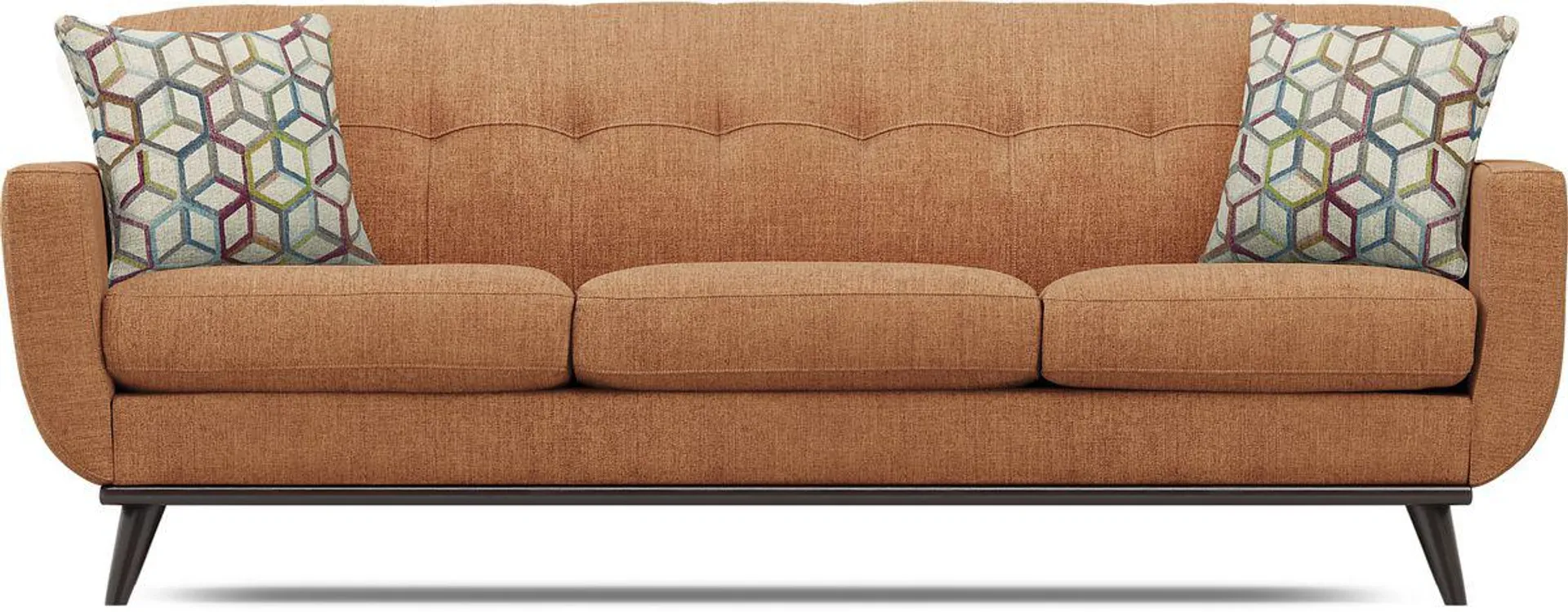 East Side Russet Orange Chenille Fabric Sofa