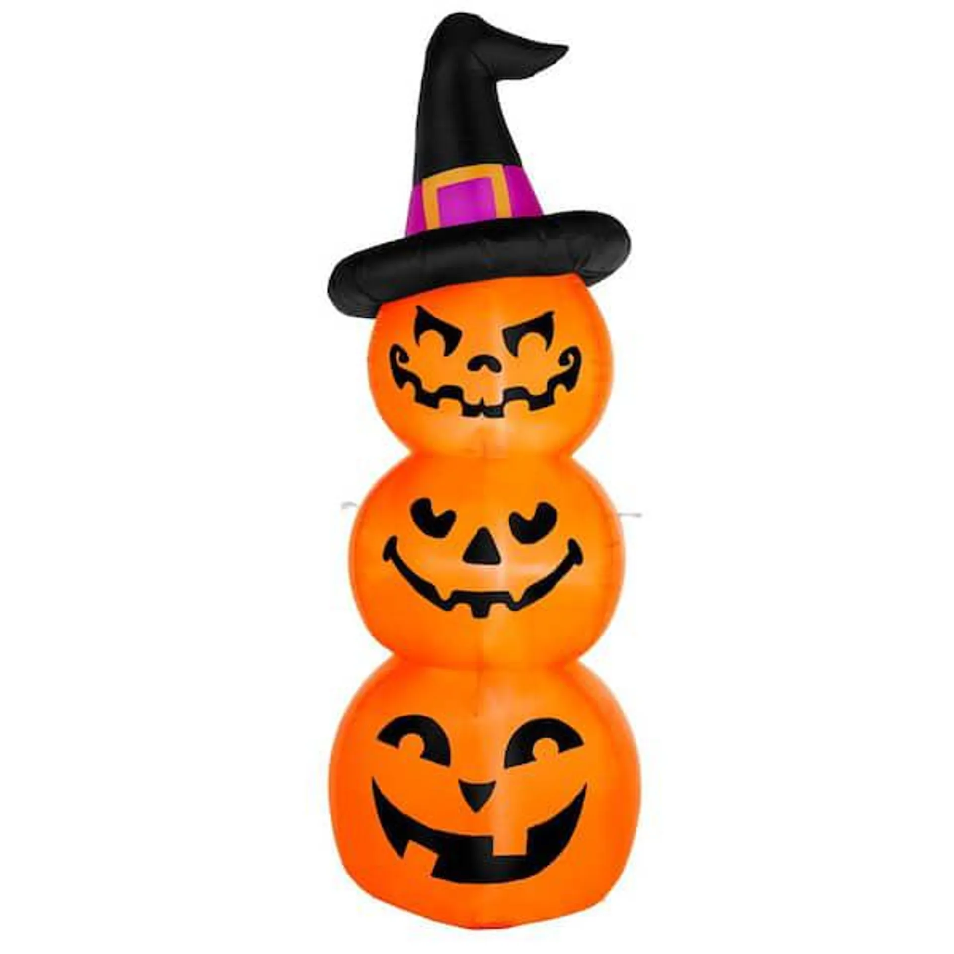 7 ft. LED Jack-O-Lantern Stack with Witch Hat Inflatable