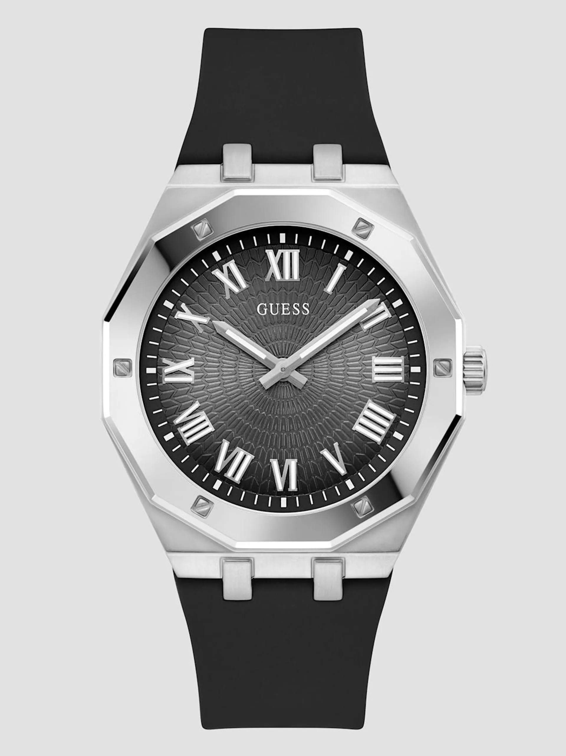 Silver-Tone Silicon Analog Watch