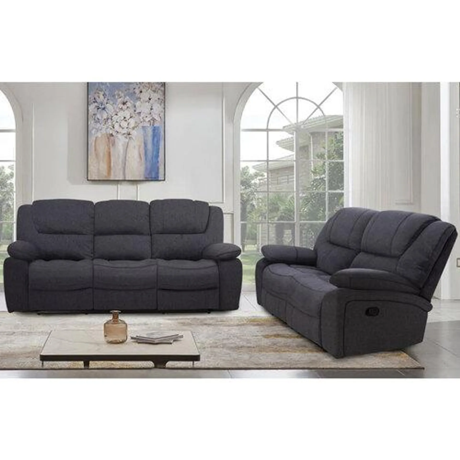 Kayla Dual Reclining Sofa & Loveseat - Midnight