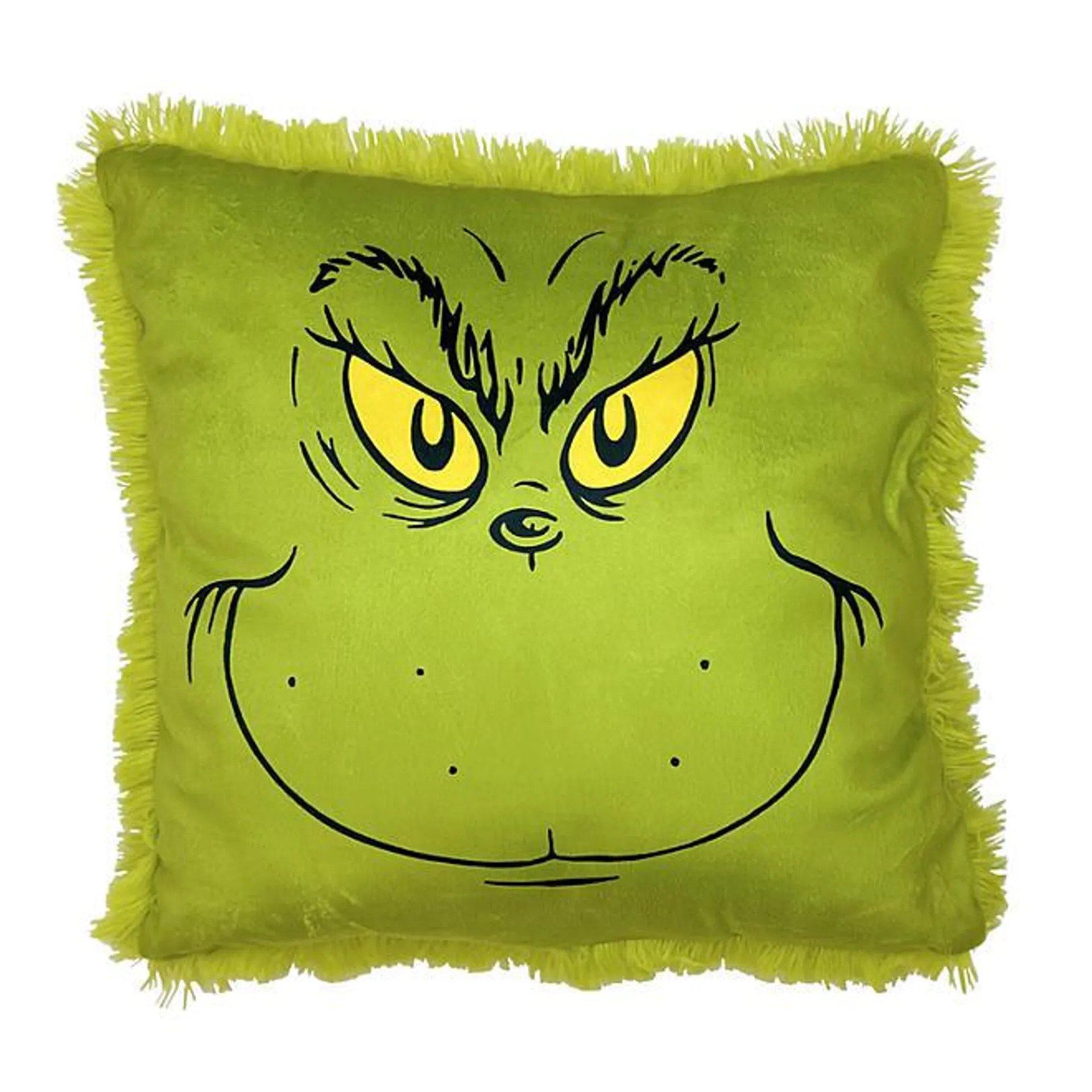 Dr.Seuss 'Grinchy Grin' Faux Fur Decorative Pillow, 18" x 18"