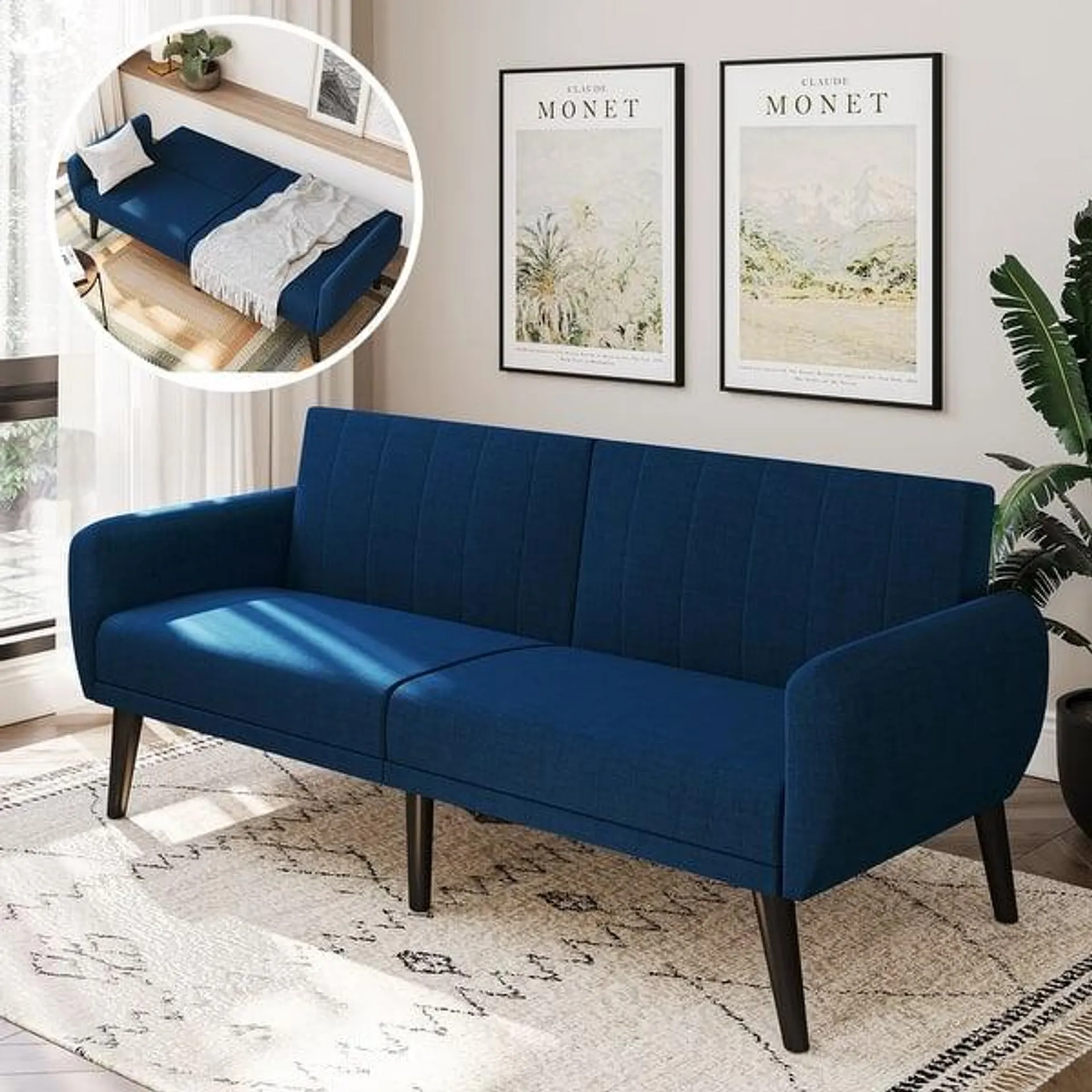 BELLEZE Melrose Convertible Sofa Bed, Modern Loveseat