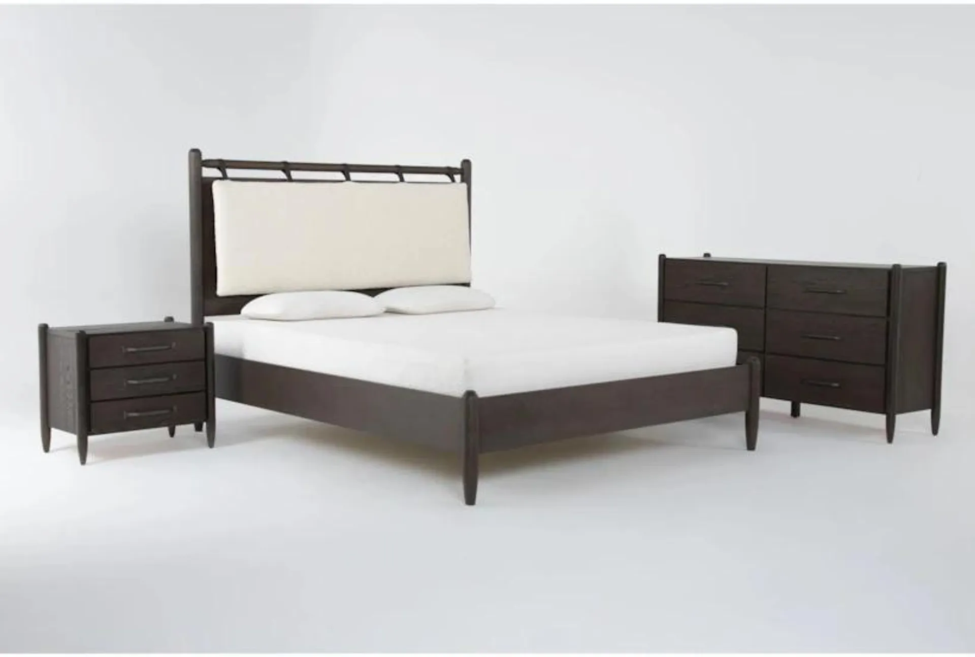 Nomad Queen Wood 3 Piece Platform Bedroom Set With Dresser & 3-Drawer Nightstand